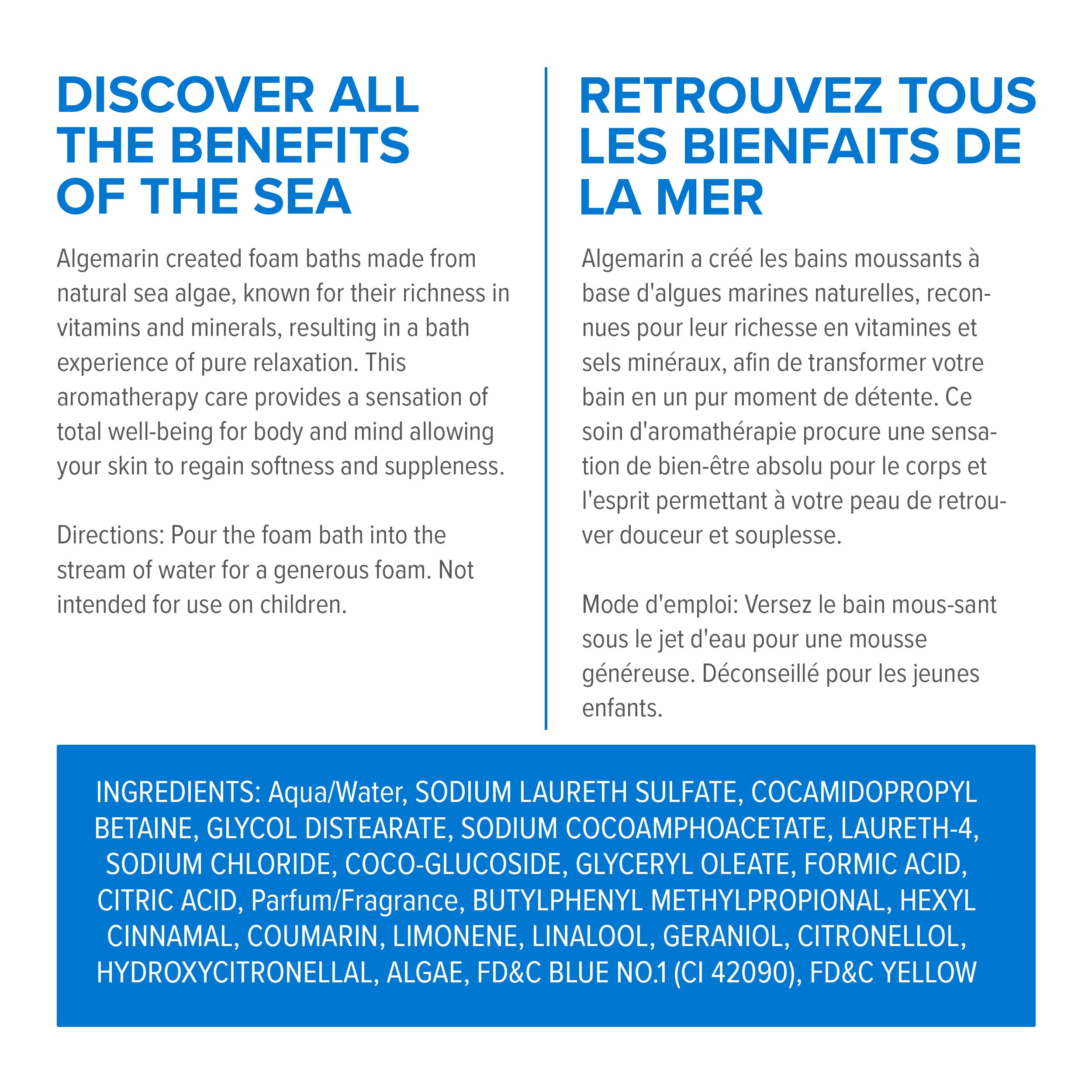 Algemarin Bain Mousse Cremeuse Parfum Maritime : expérience sensorielle apaisante et moment spa à domicile.