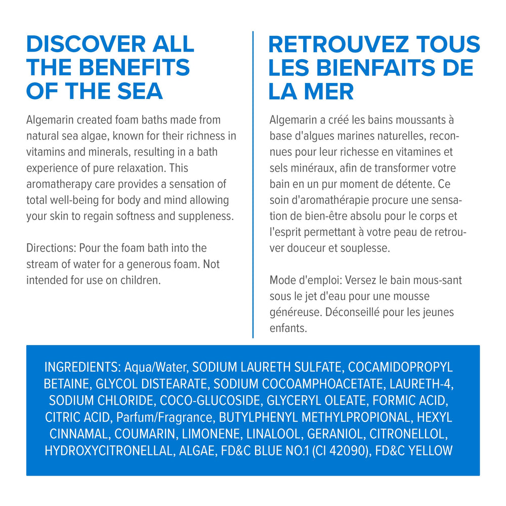 Algemarin Bain Mousse Cremeuse Parfum Maritime : expérience sensorielle apaisante et moment spa à domicile.