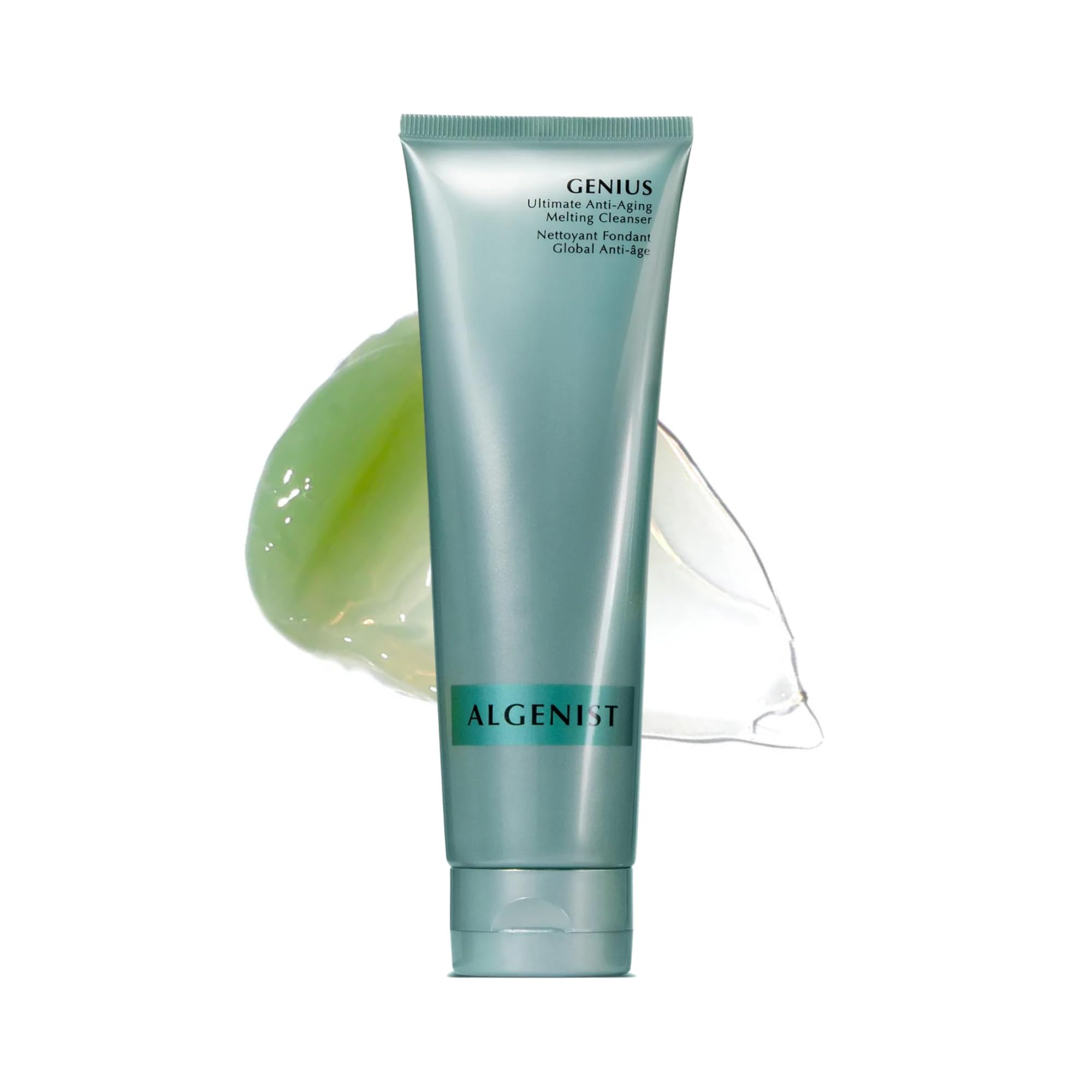 Algenist GENIUS – bouteille nettoyant fondant pour un démaquillage en douceur.