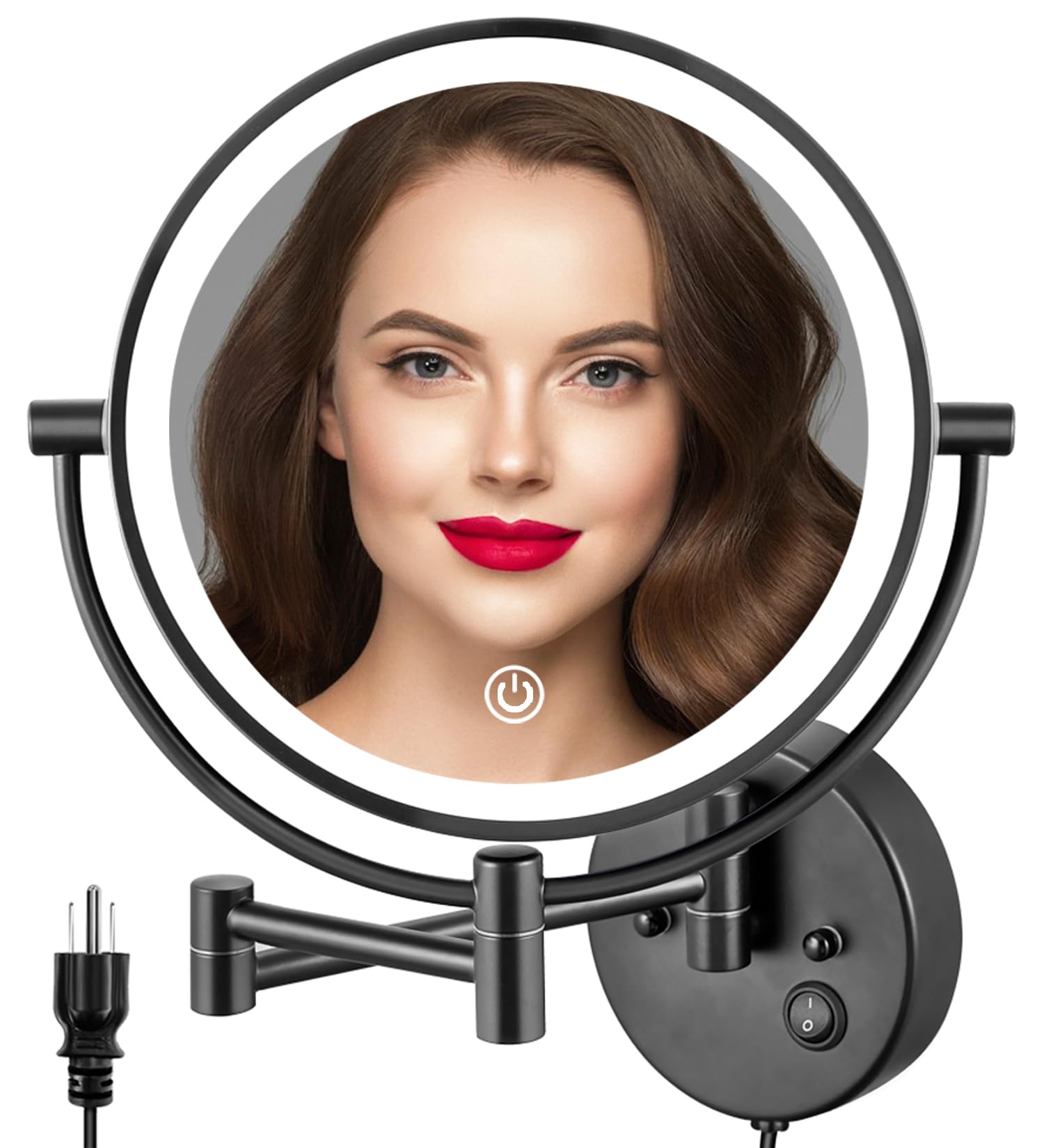 ALHAKIN Miroir maquillage mural 9 pouces double-face, détails nets en maquillage.