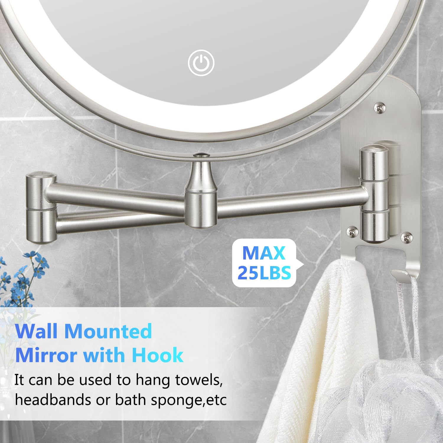 ALHAKIN miroir mural crochet-base pratique pour accessoires et rangements.