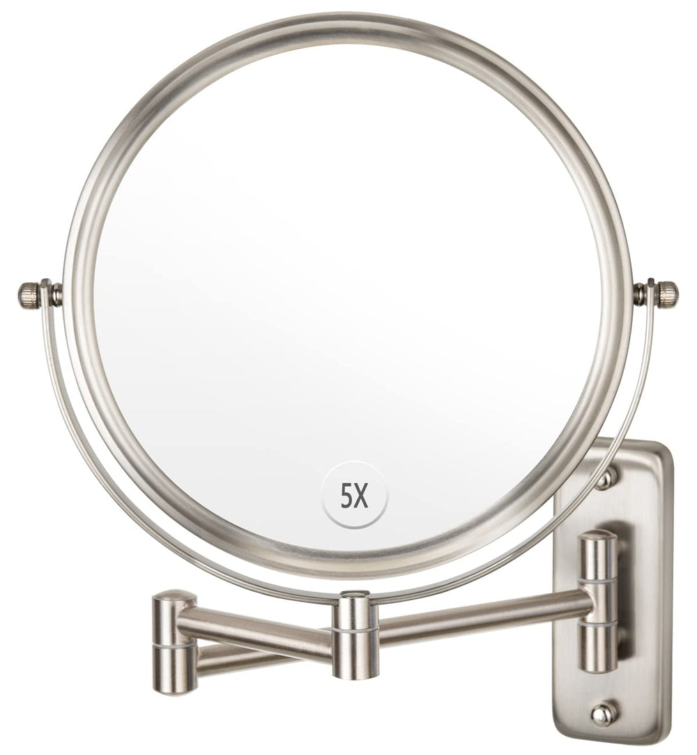 ALHAKIN miroir mural double-face 1x et 5x pour maquillage précis.