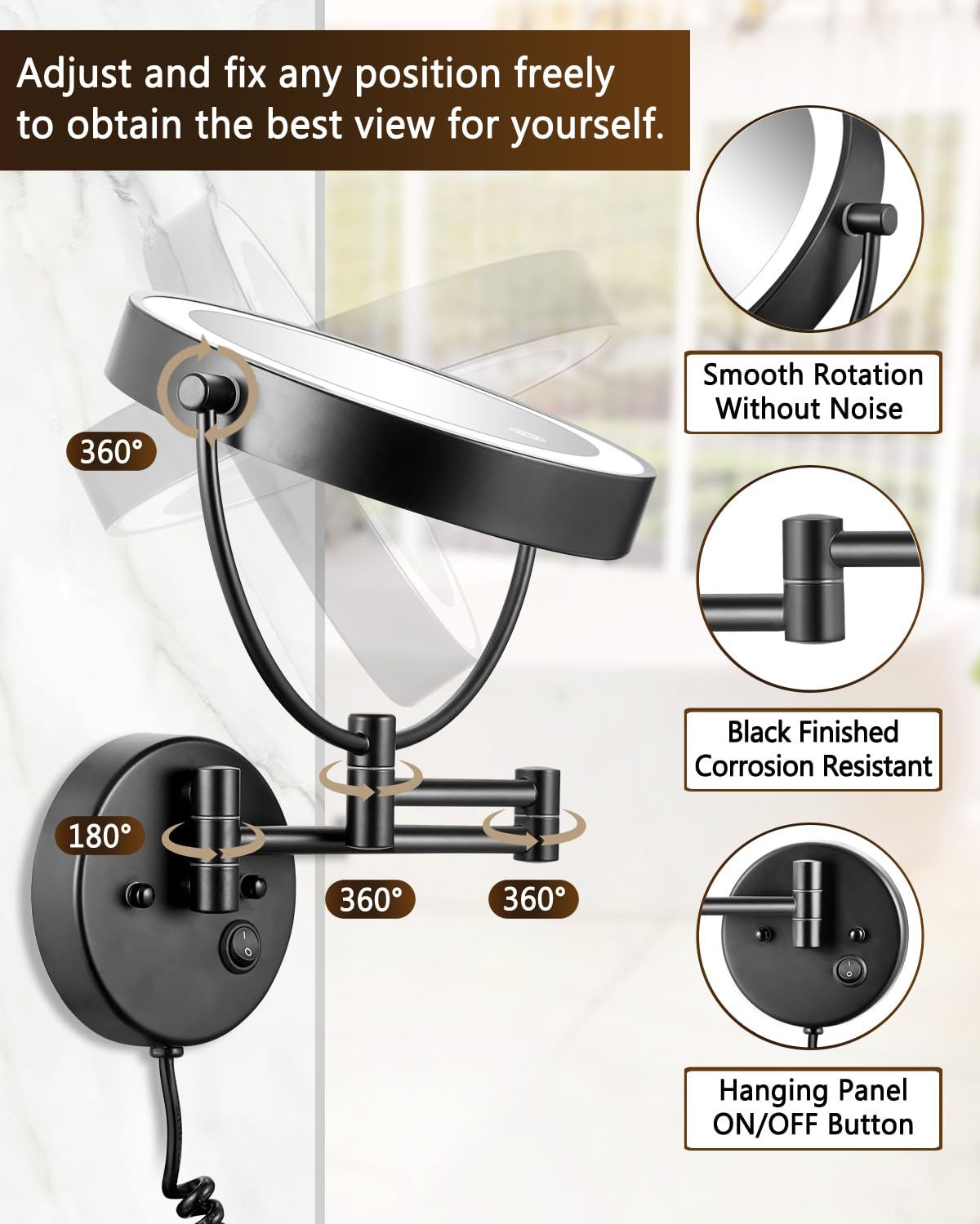 ALHAKIN Utilisation quotidienne: miroir pratique et élégant pour la routine beauté.