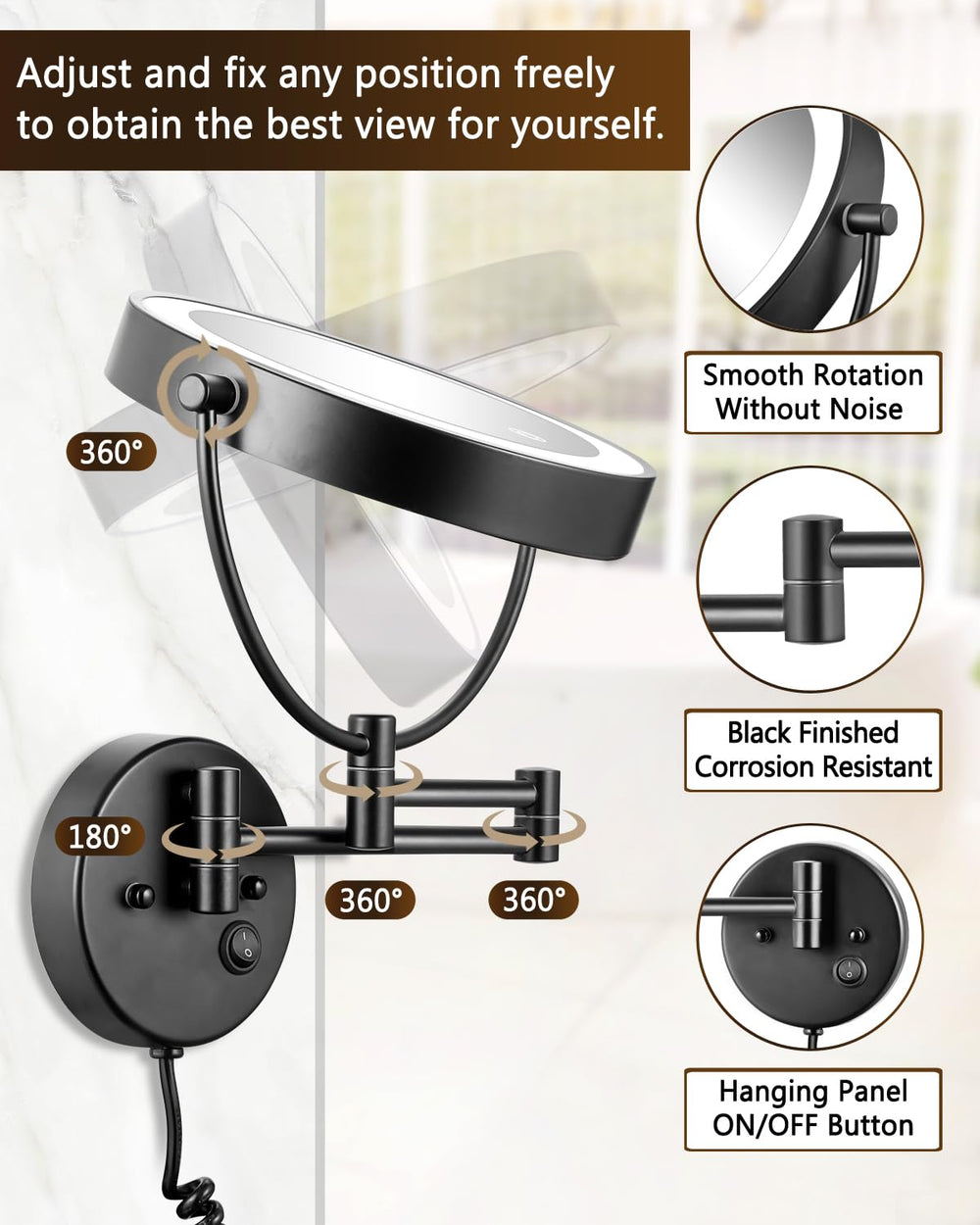 ALHAKIN Utilisation quotidienne: miroir pratique et élégant pour la routine beauté.