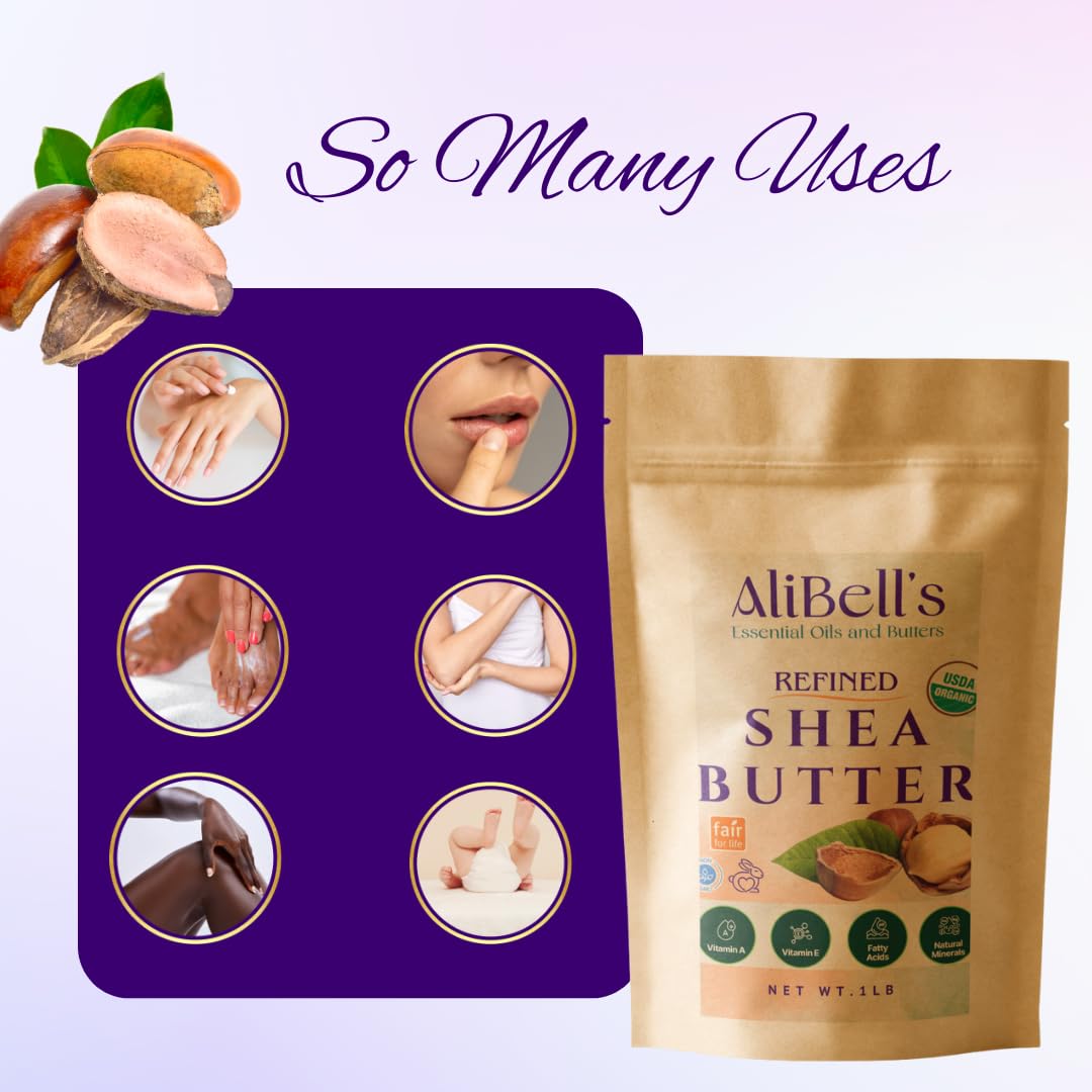 AliBell's Beurre de Karité raffiné sans parfum — soin cheveux et ongles nourrissants.