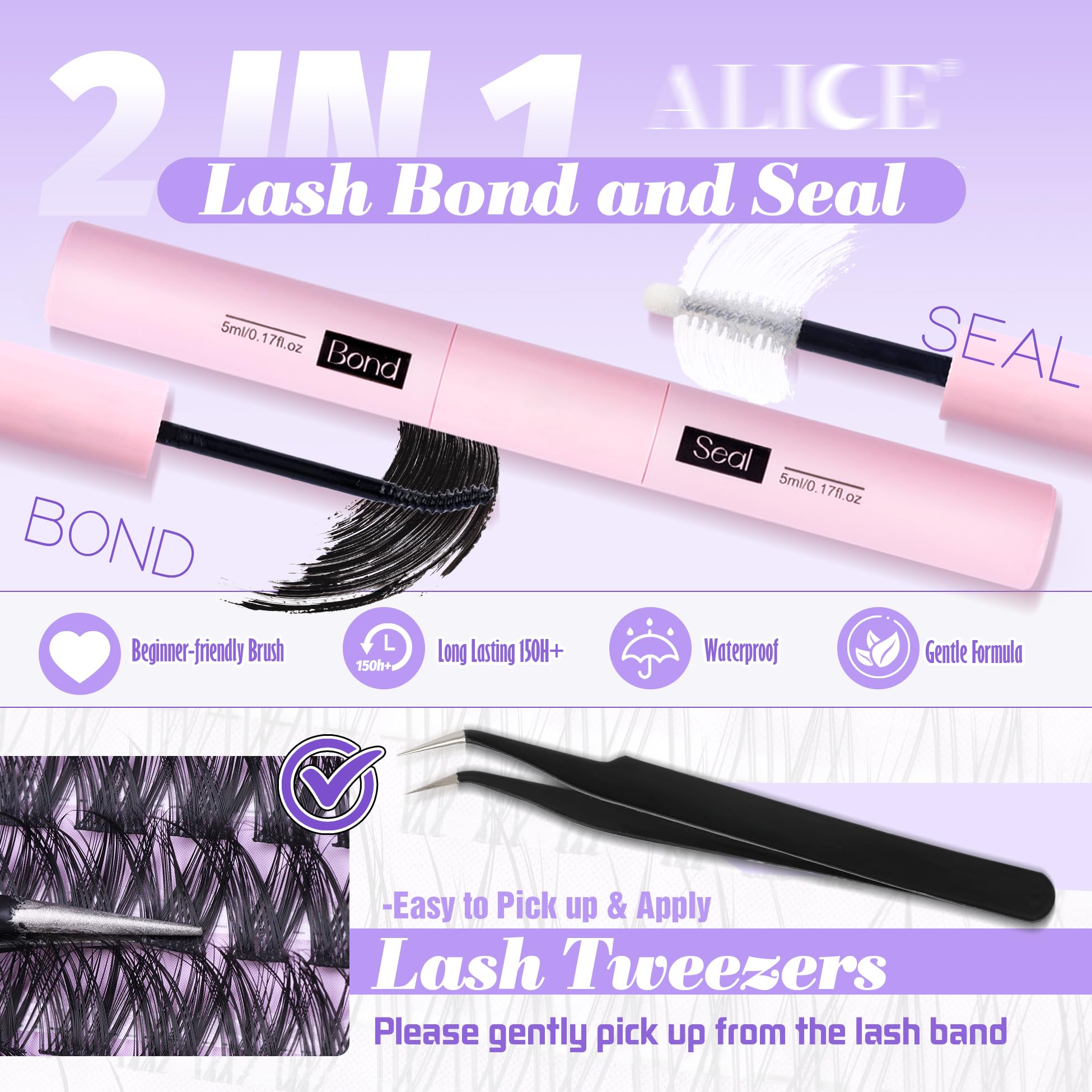 ALICE bandes-cils-4-7mm: bandes fines pour un volume naturel.