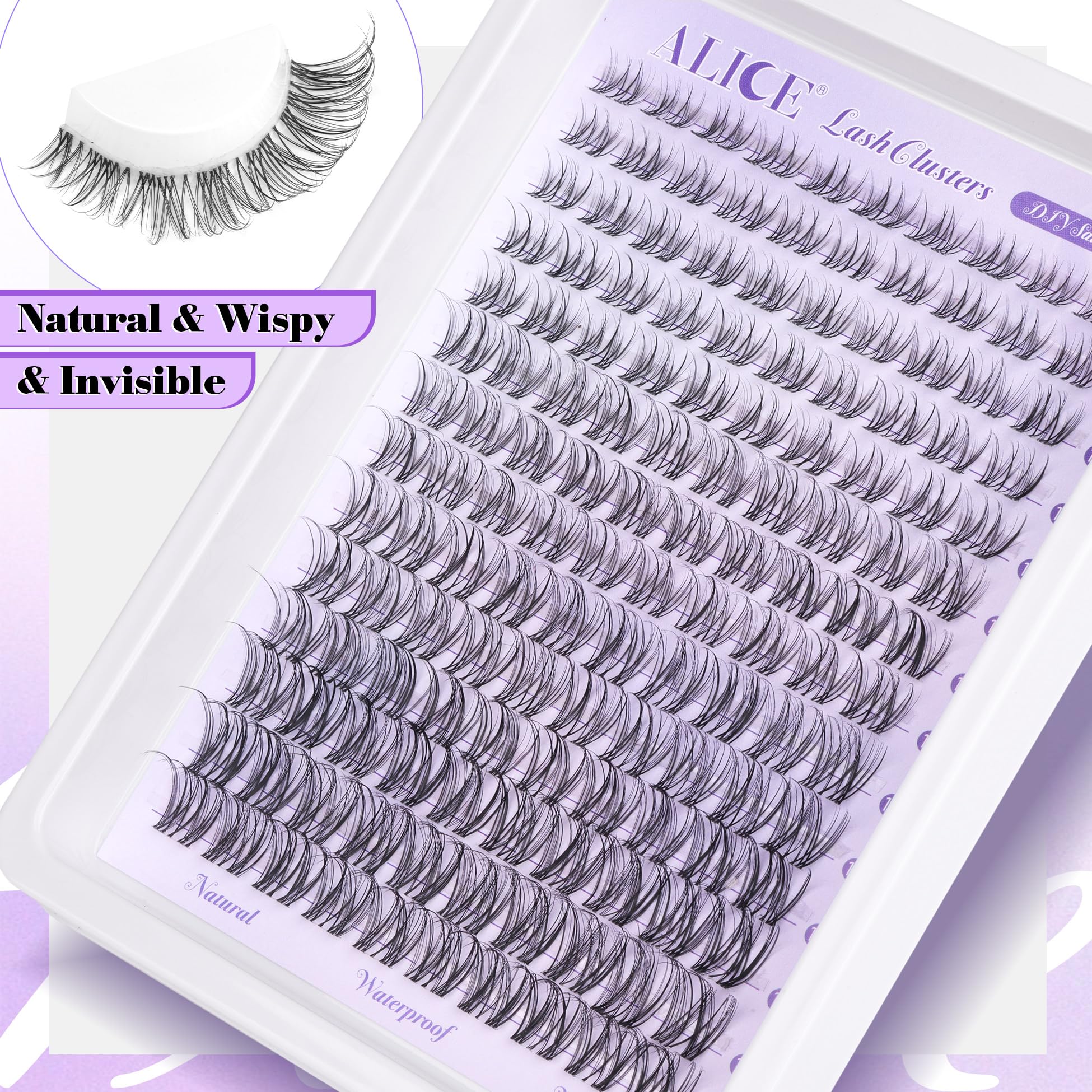 ALICE clusters cils effet wispy naturel et fibres douces.