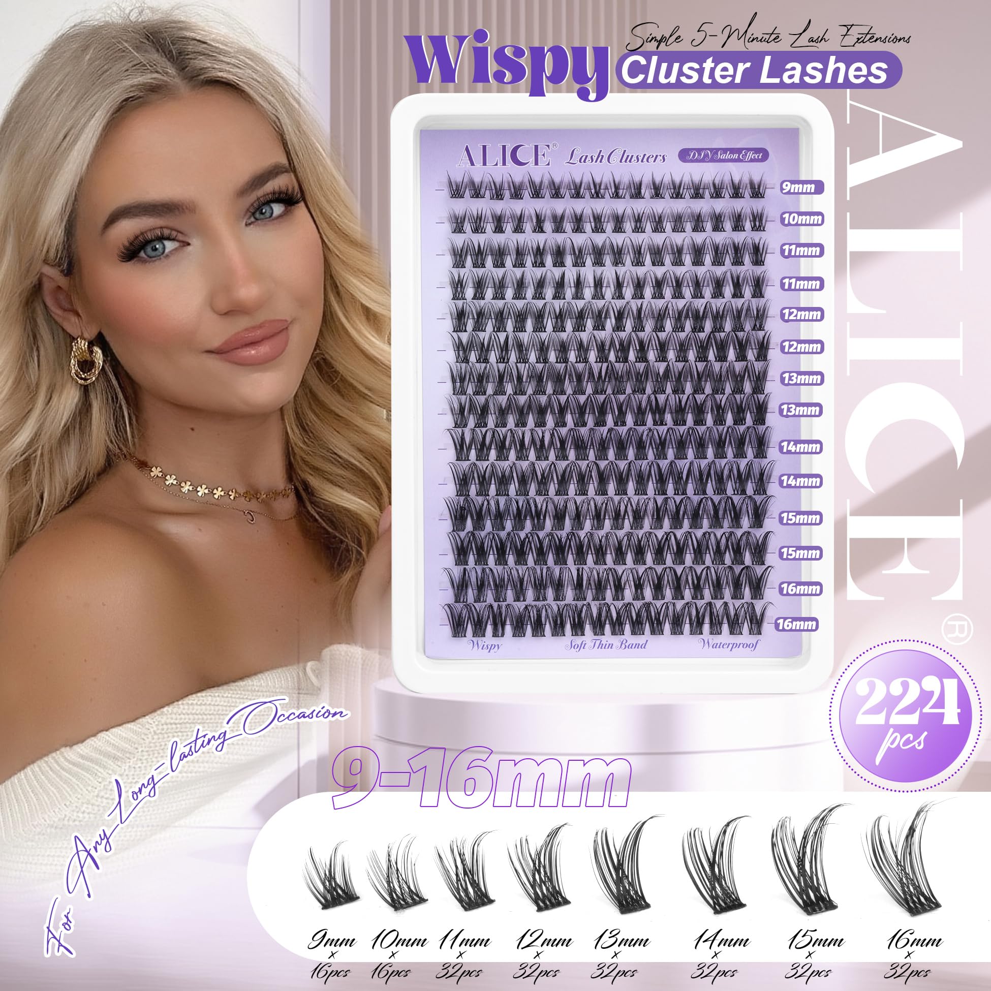 ALICE clusters cils naturels wispy 11mm pour un regard plus ouvert