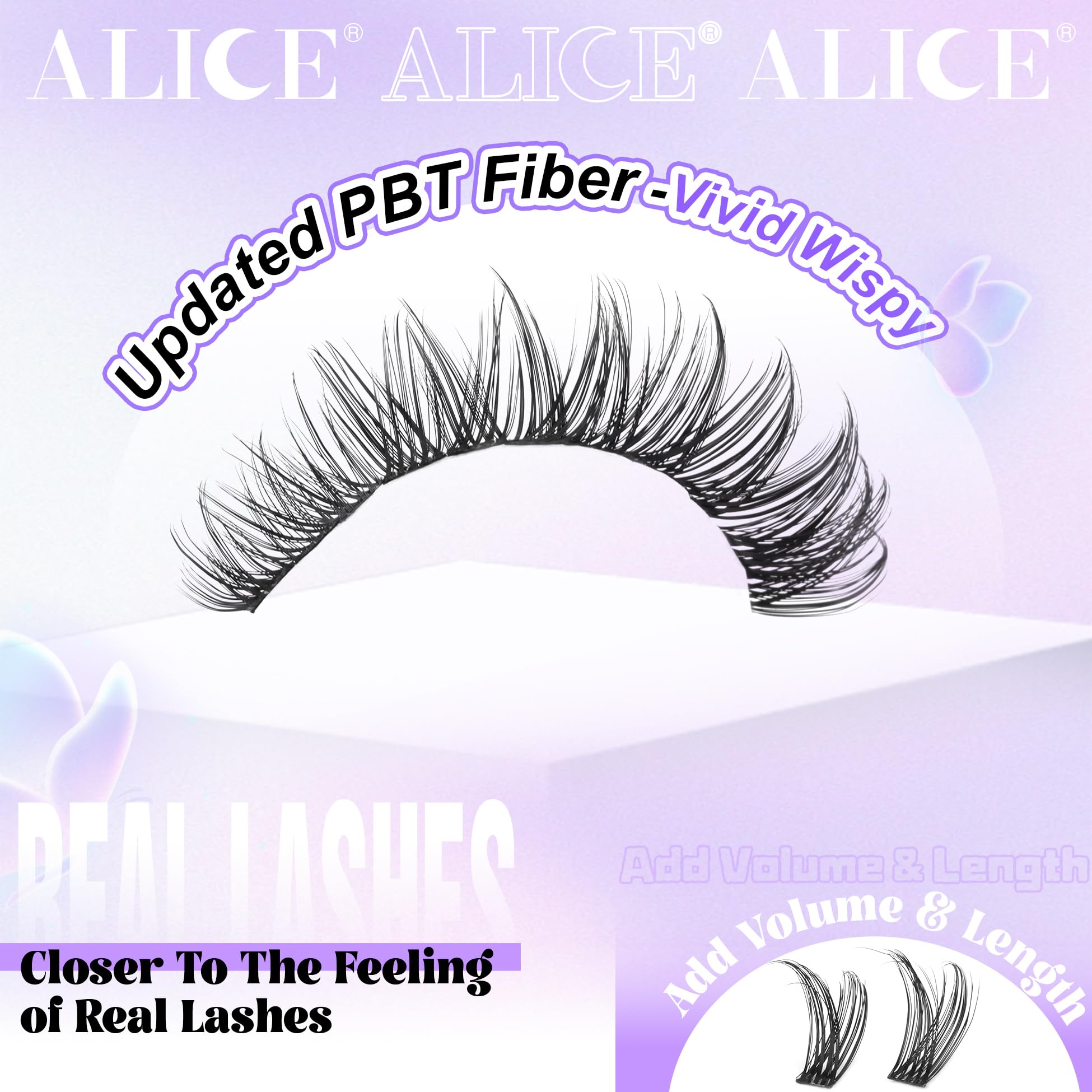 ALICE clusters cils naturels wispy 12mm densité subtile