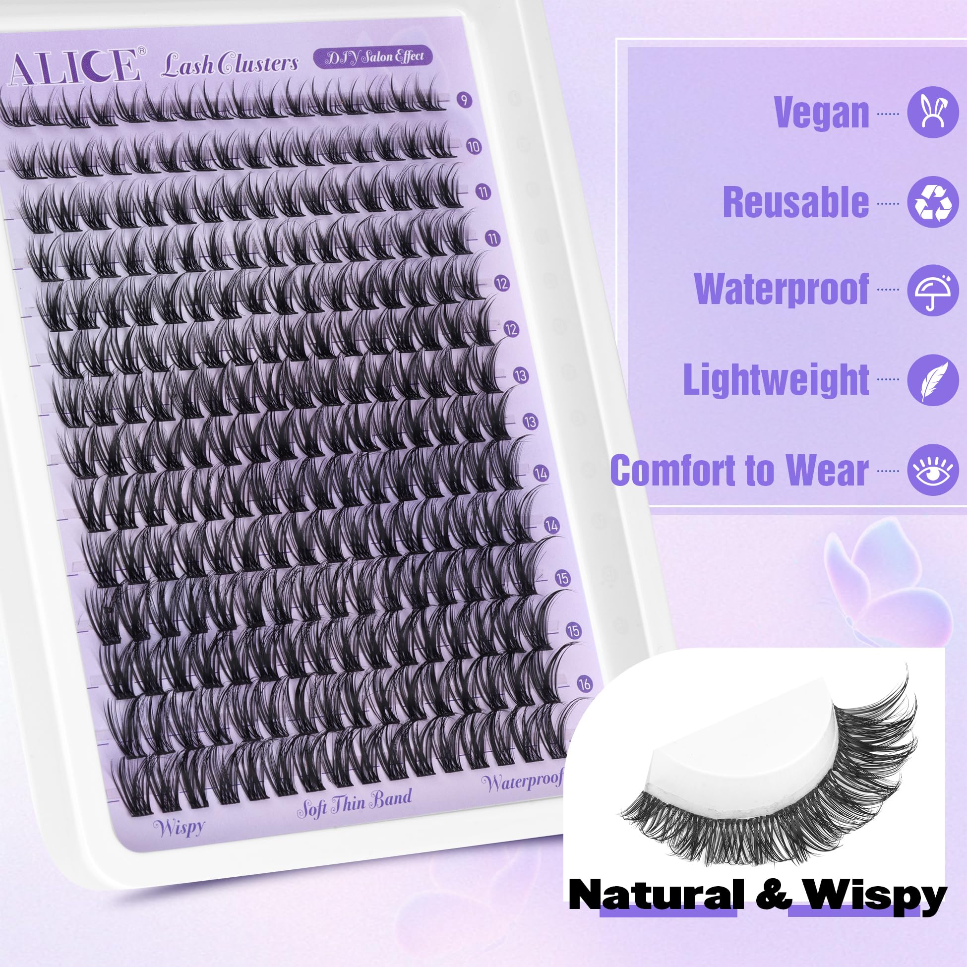 ALICE clusters cils naturels wispy 13mm plus de volume doux