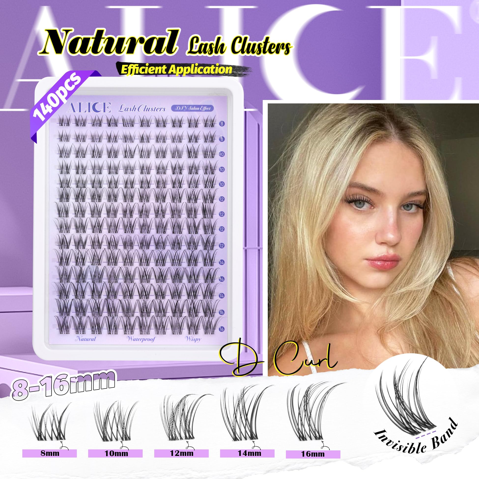 ALICE extensions cils groupes 8-16 mm pour une longueur personnalisable.