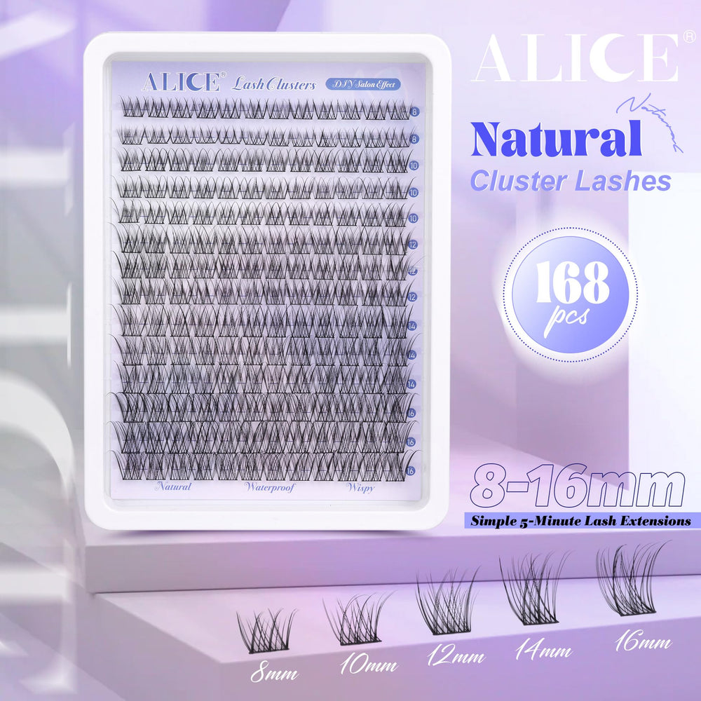 ALICE extensions cils en grappes, longueur 8–16 mm pour variété.