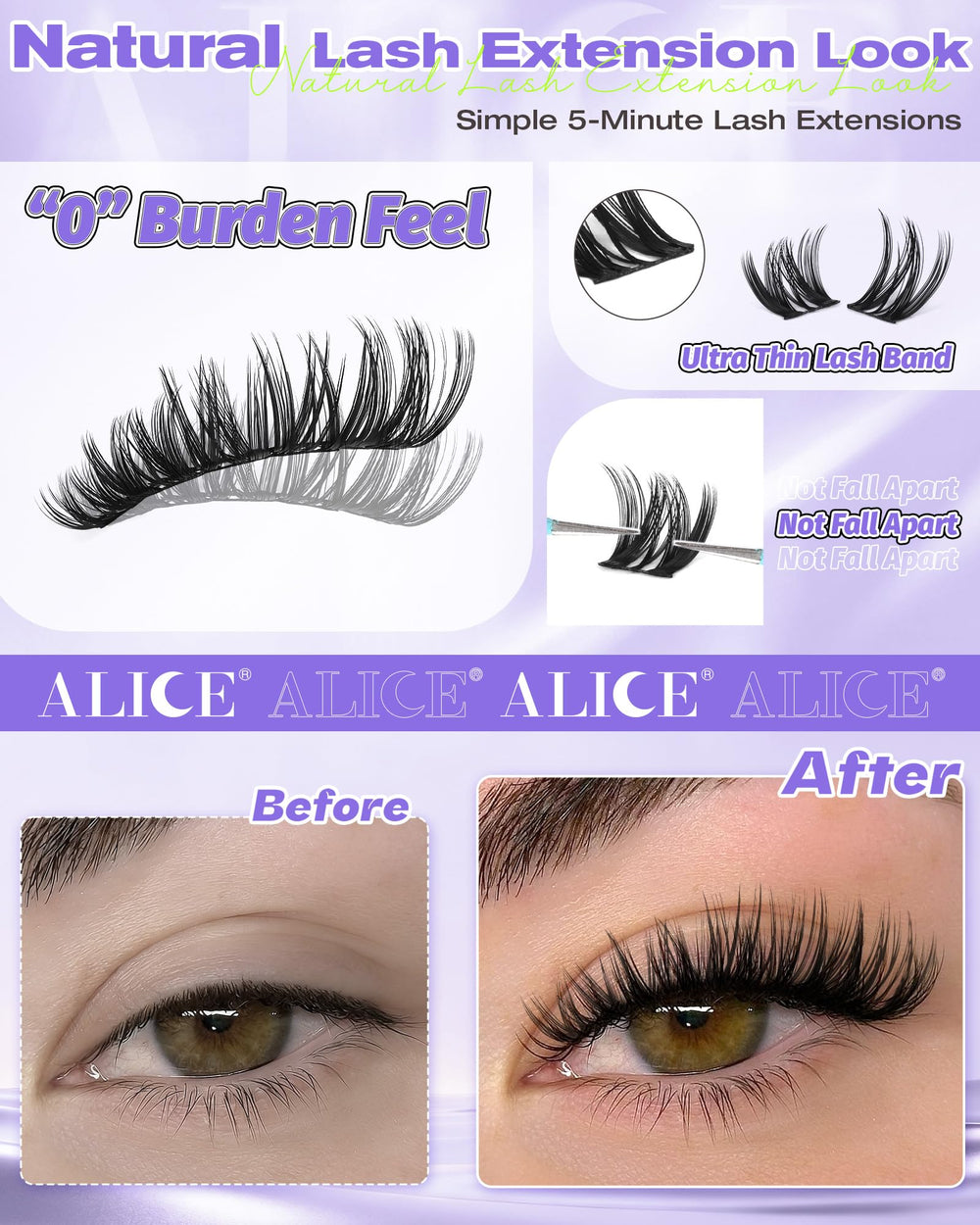 ALICE Flaunt Lash Clusters application rapide à domicile.