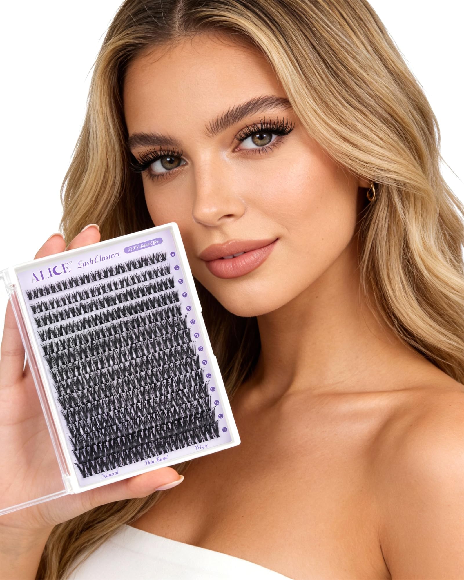 ALICE Flaunt Lash Clusters longueurs 8-16 mm, effet gradué et naturel.