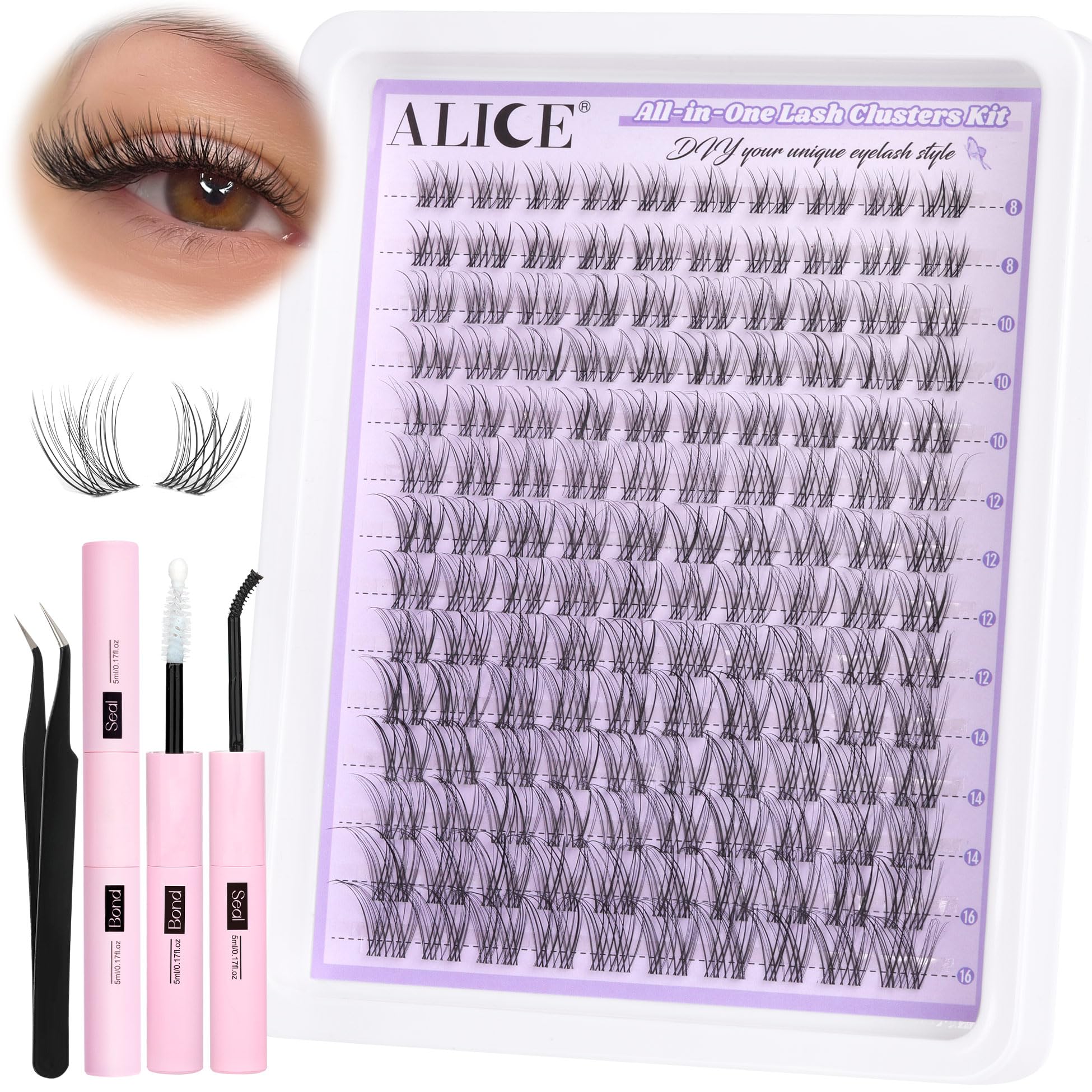 ALICE Kit ensembles cils naturels à effet léger et feuilleté, usage quotidien.