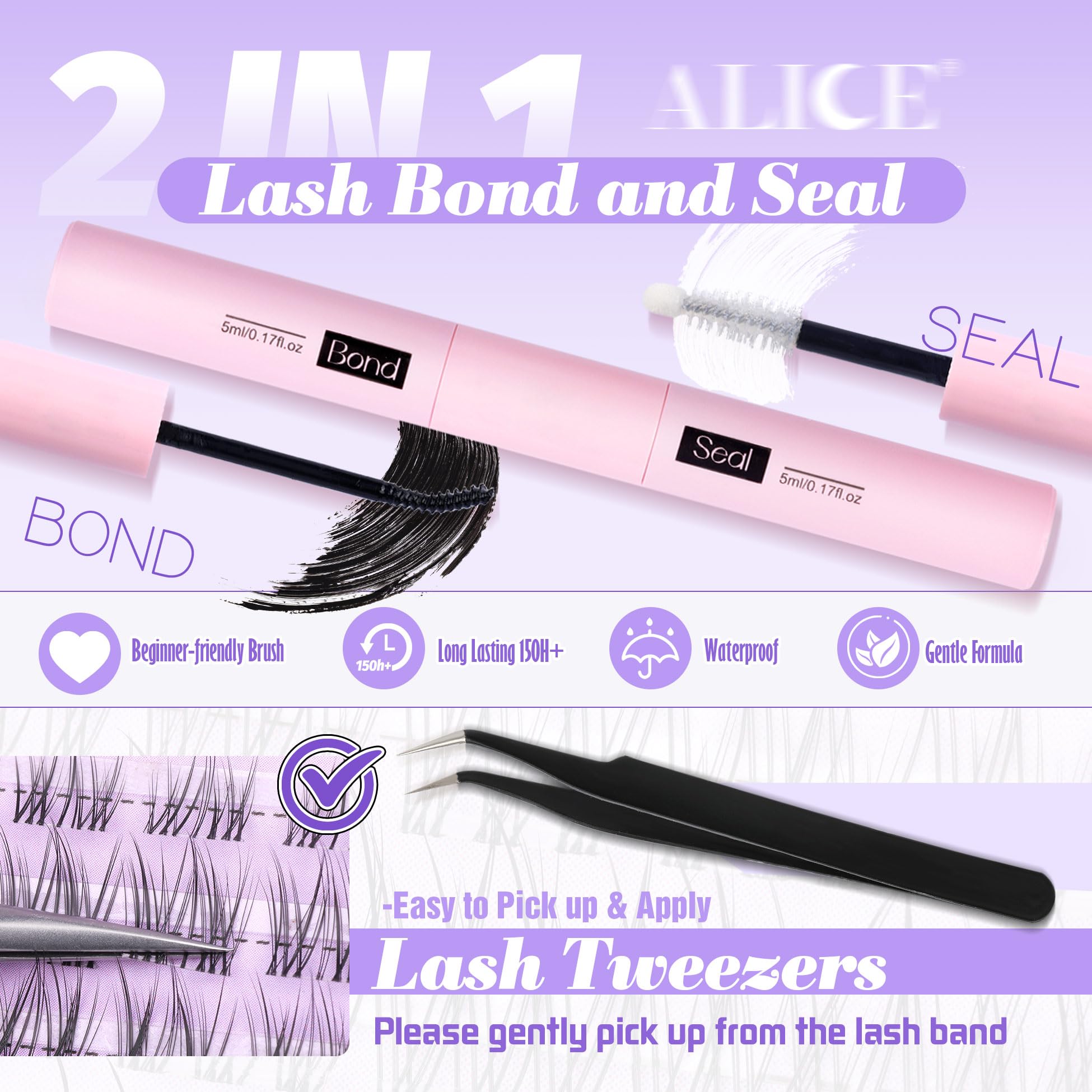 ALICE kit extension cils — longues longueurs 8-16 mm pour varier le style.