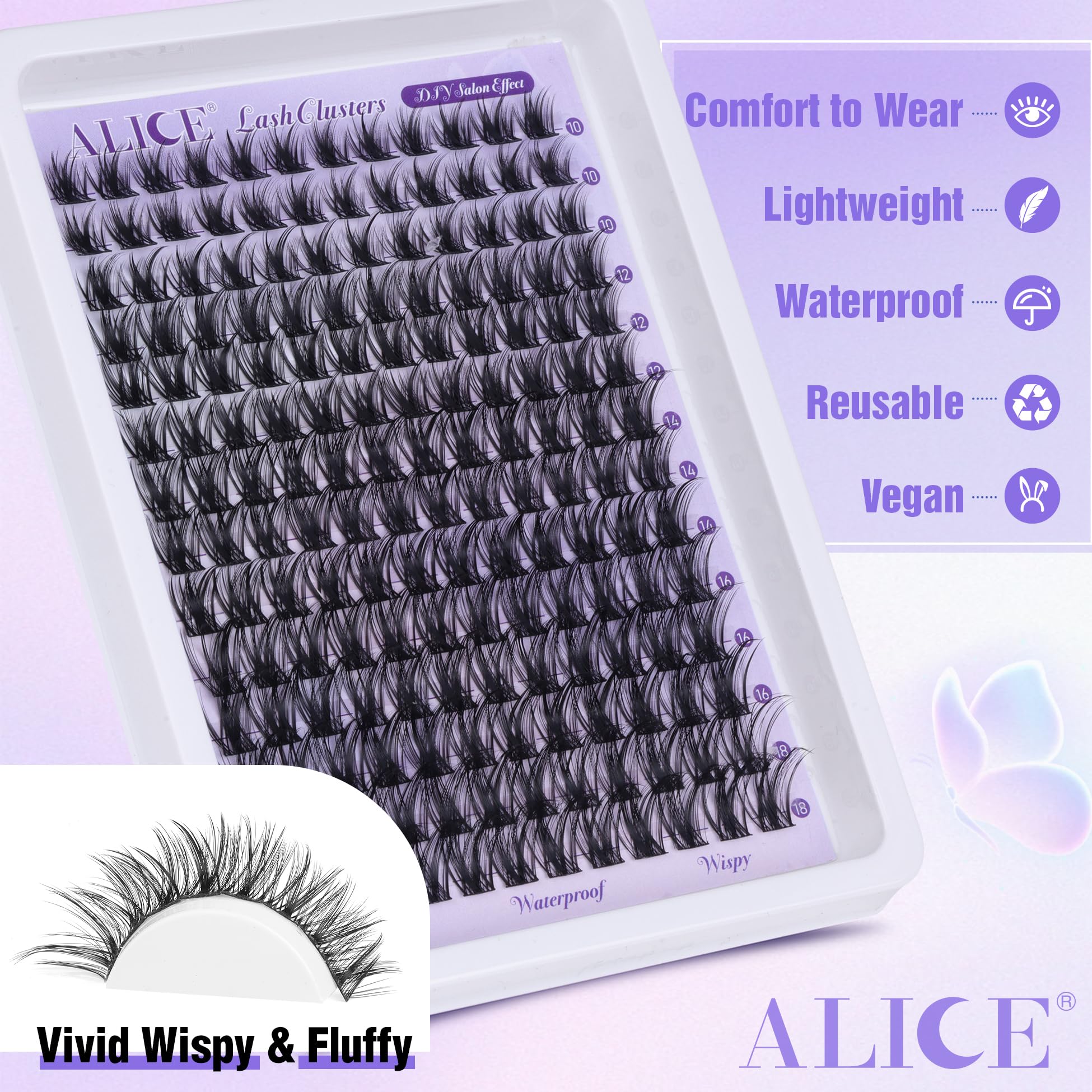 ALICE Lash Clusters Wispy – bande ultra-fine pour liaison douce.