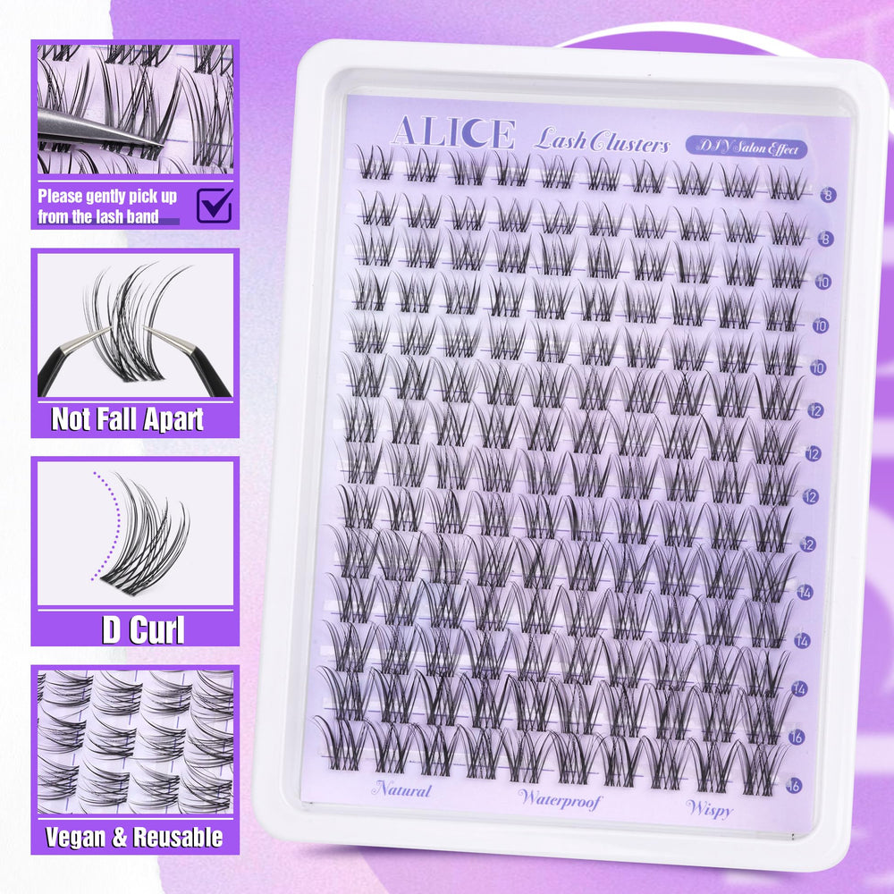 ALICE Lash Clusters cils réutilisables pour un charme qui dure toute la journée.