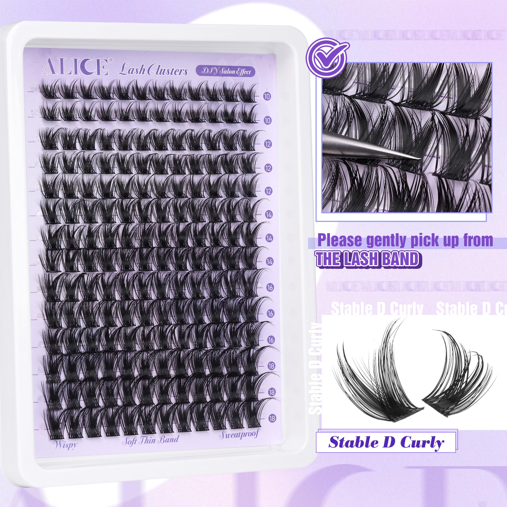 ALICE Lash Clusters fibres 0,07D : aspect soyeux et léger.