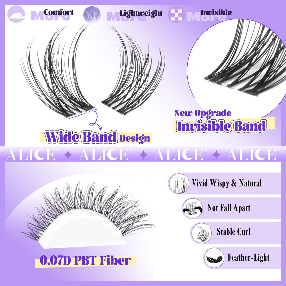 ALICE Lash Clusters fibres soyeuses pour plus de douceur et confort.
