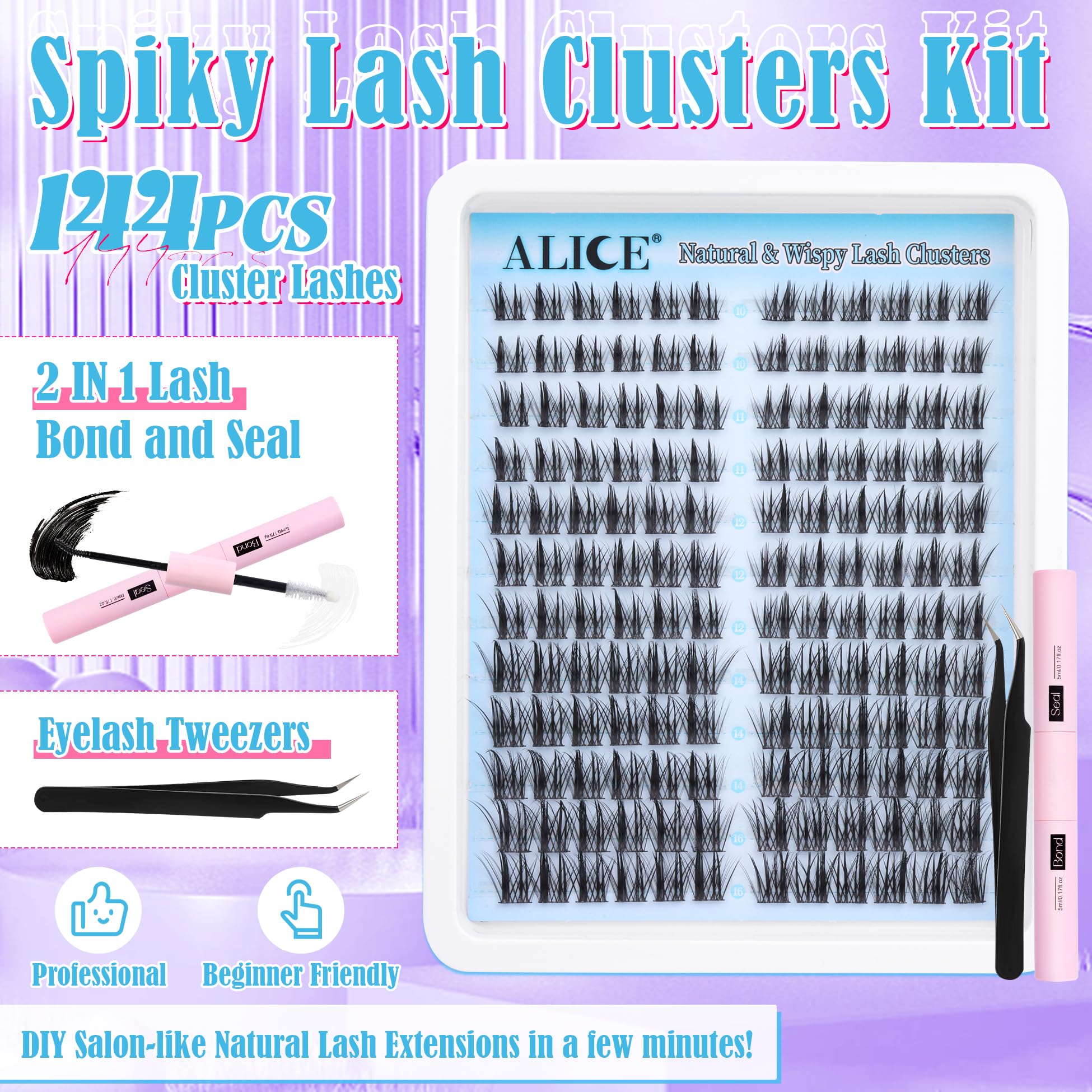 Détail des cils 3D du kit ALICE Clusters pour un effet volumineux.
