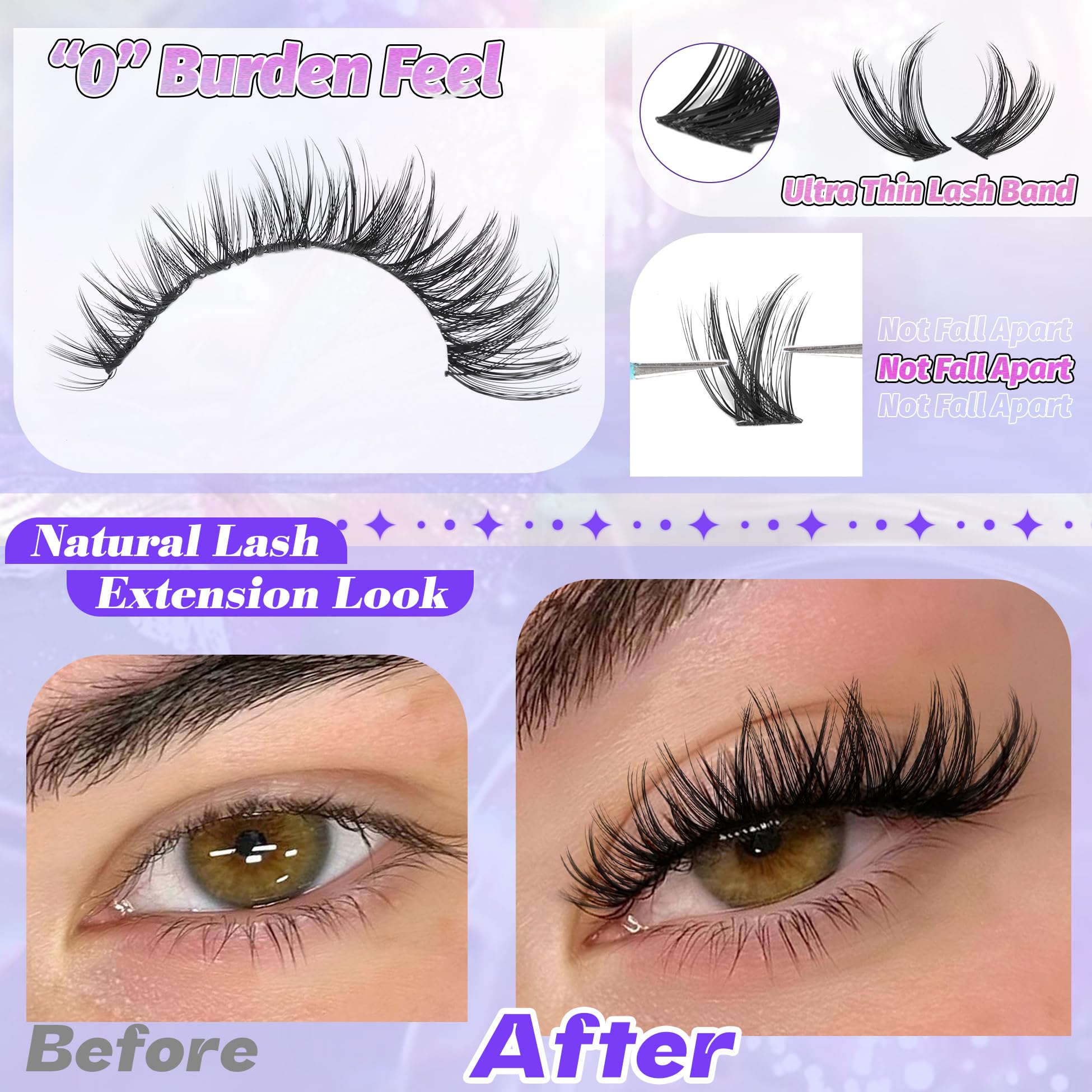 ALICE Lash Clusters Wispy – longueurs mixtes 10–18 mm pour effet progressif.