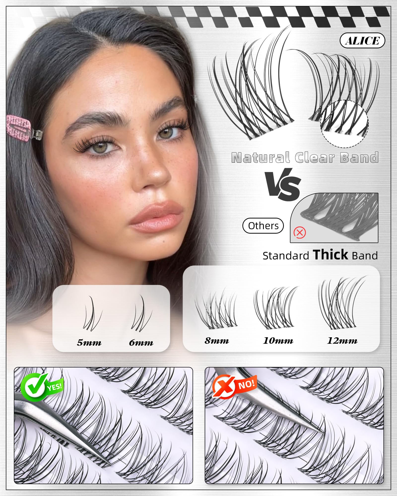 ALICE Short Lash Clusters 12mm emphasis for voluminous wispy look