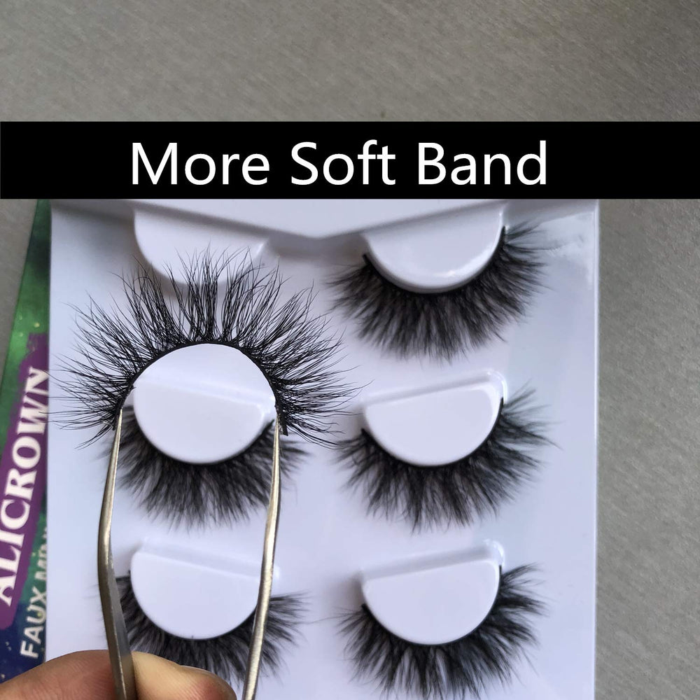 ALICROWN cils faux mink pack 3D volume naturel, style croisé pour look travaillé.
