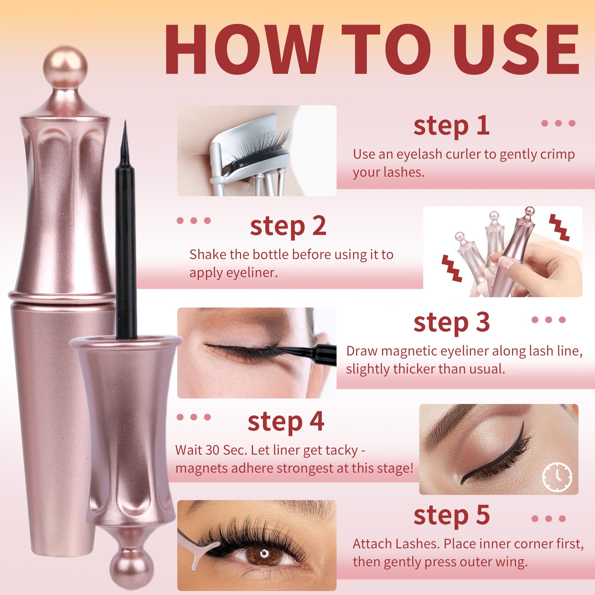 Rappel d’utilisation avec pince pour placement précis des cils.