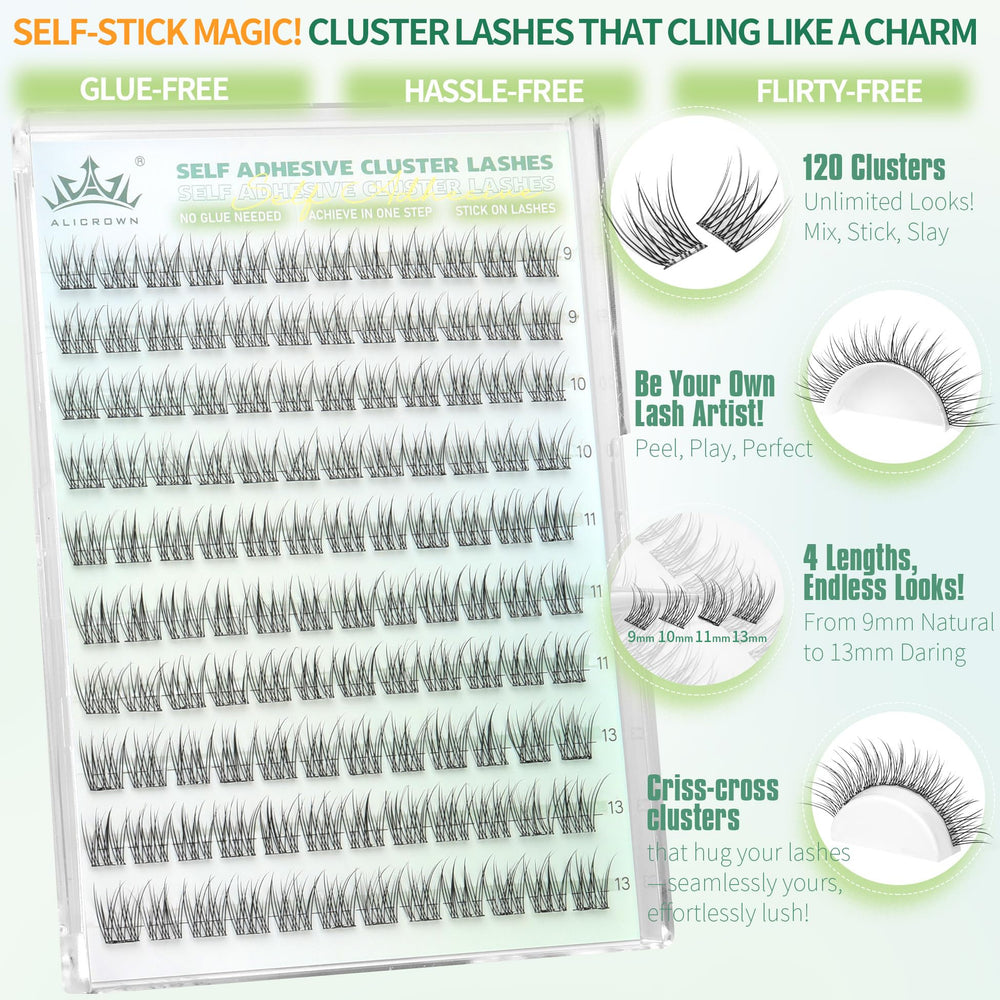 ALICROWN HAIR cils adhésifs naturels 11mm – superposition facile pour volume.