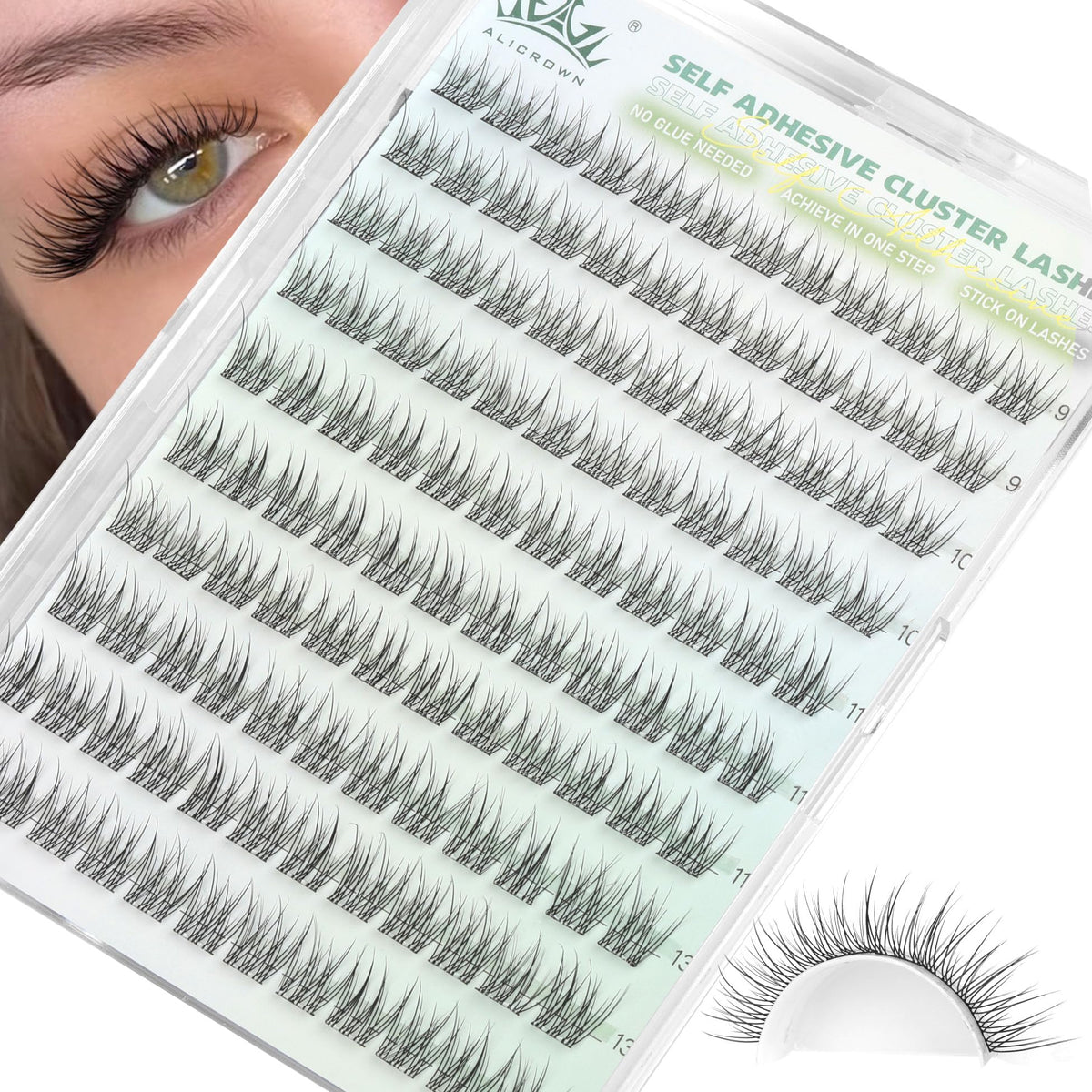 ALICROWN HAIR cils adhésifs naturels 9mm – pose rapide sans colle.
