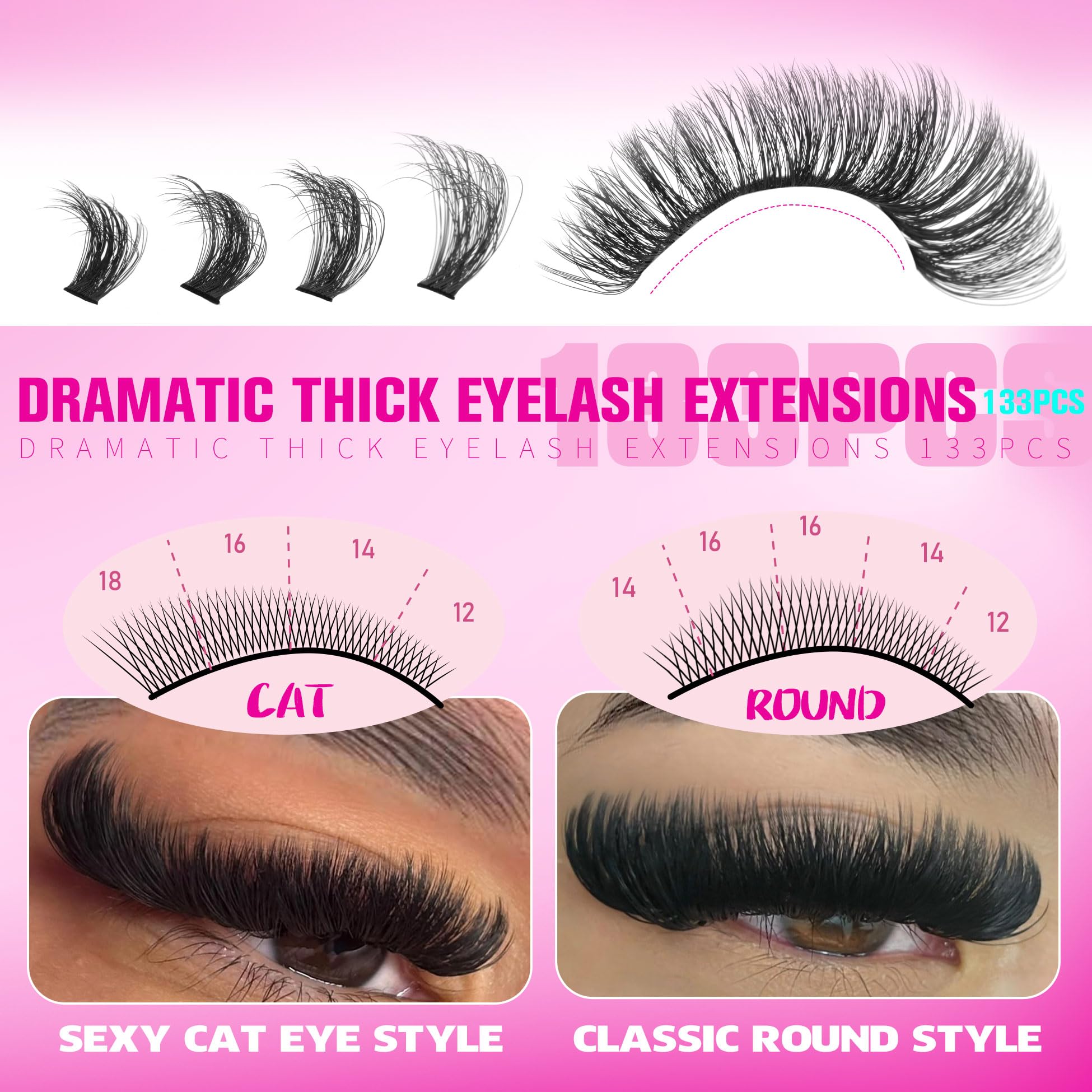 ALICROWN HAIR extensions cils 14 mm: volume équilibré