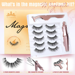 Cils magnétiques avec eyeliner noir pour un maquillage sans colle et irritation.