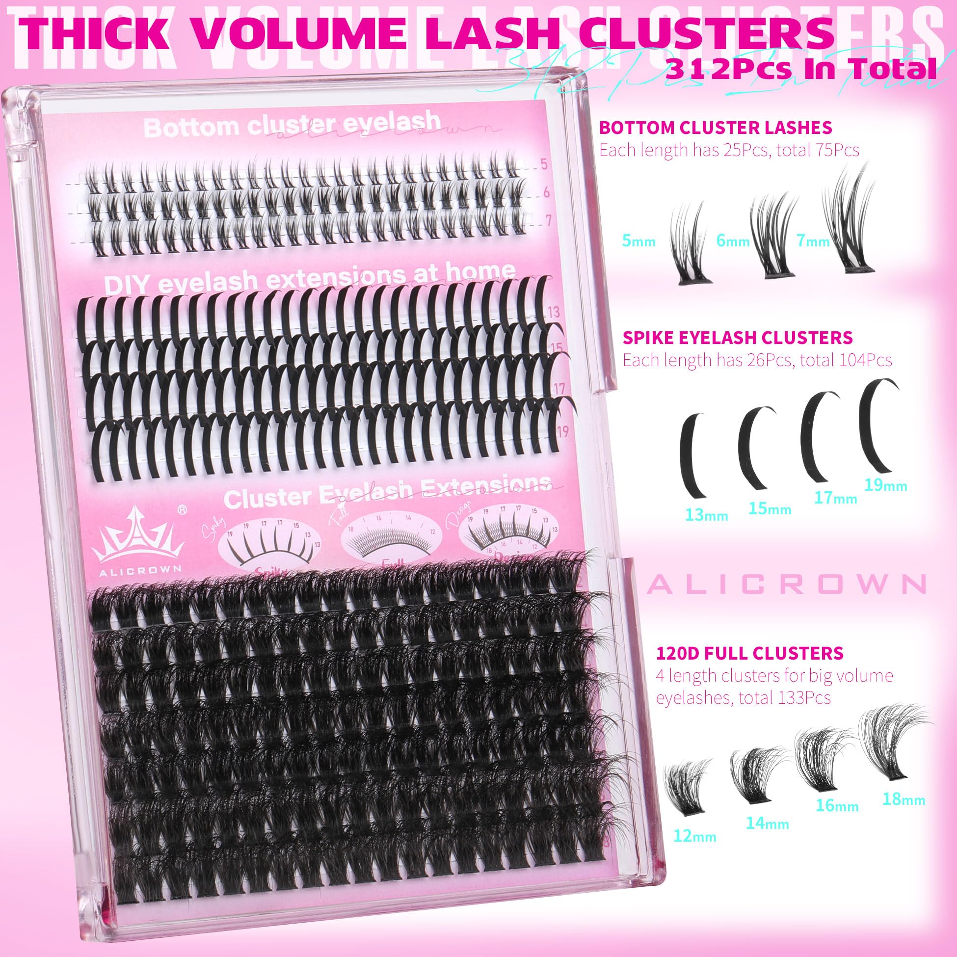 ALICROWN HAIR volume épais: 133 pièces pour un regard volumineux