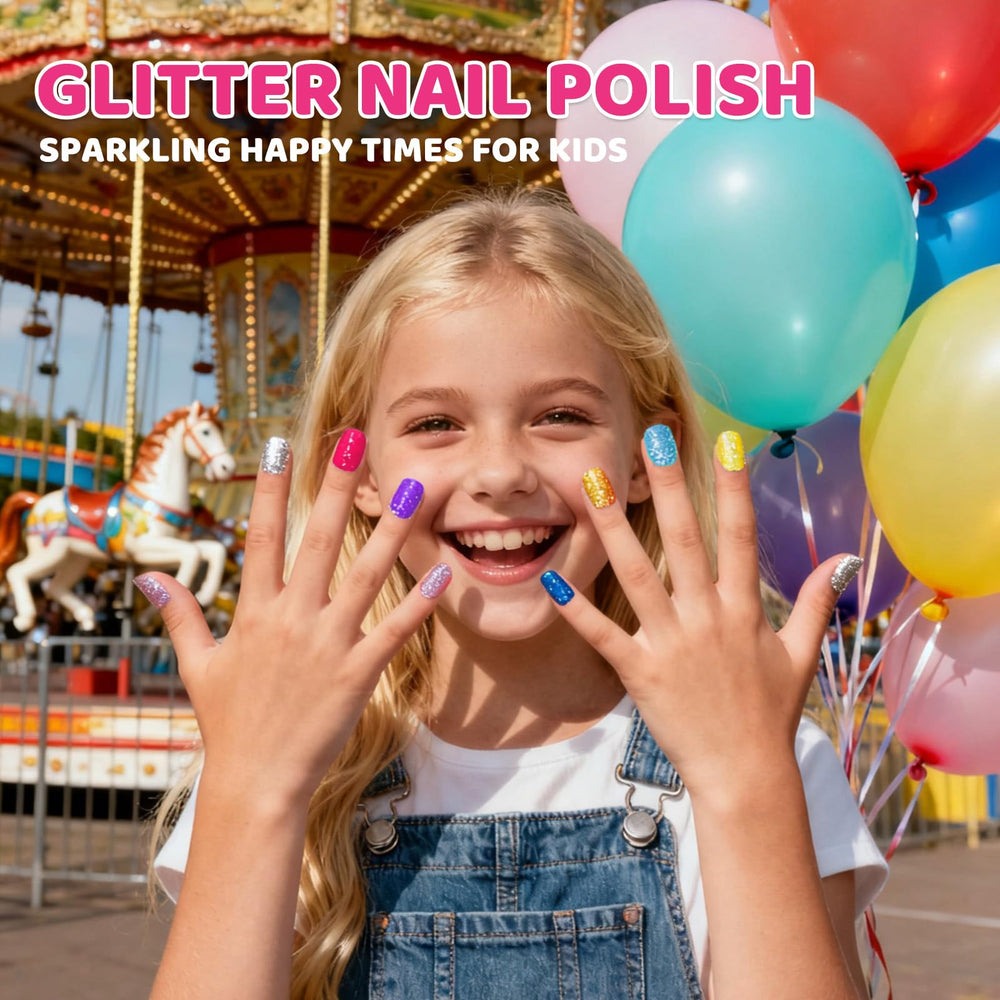 ALIKOSSTOR vernis enfant bleu paillettes en bouteille, effet scintillant amusant.