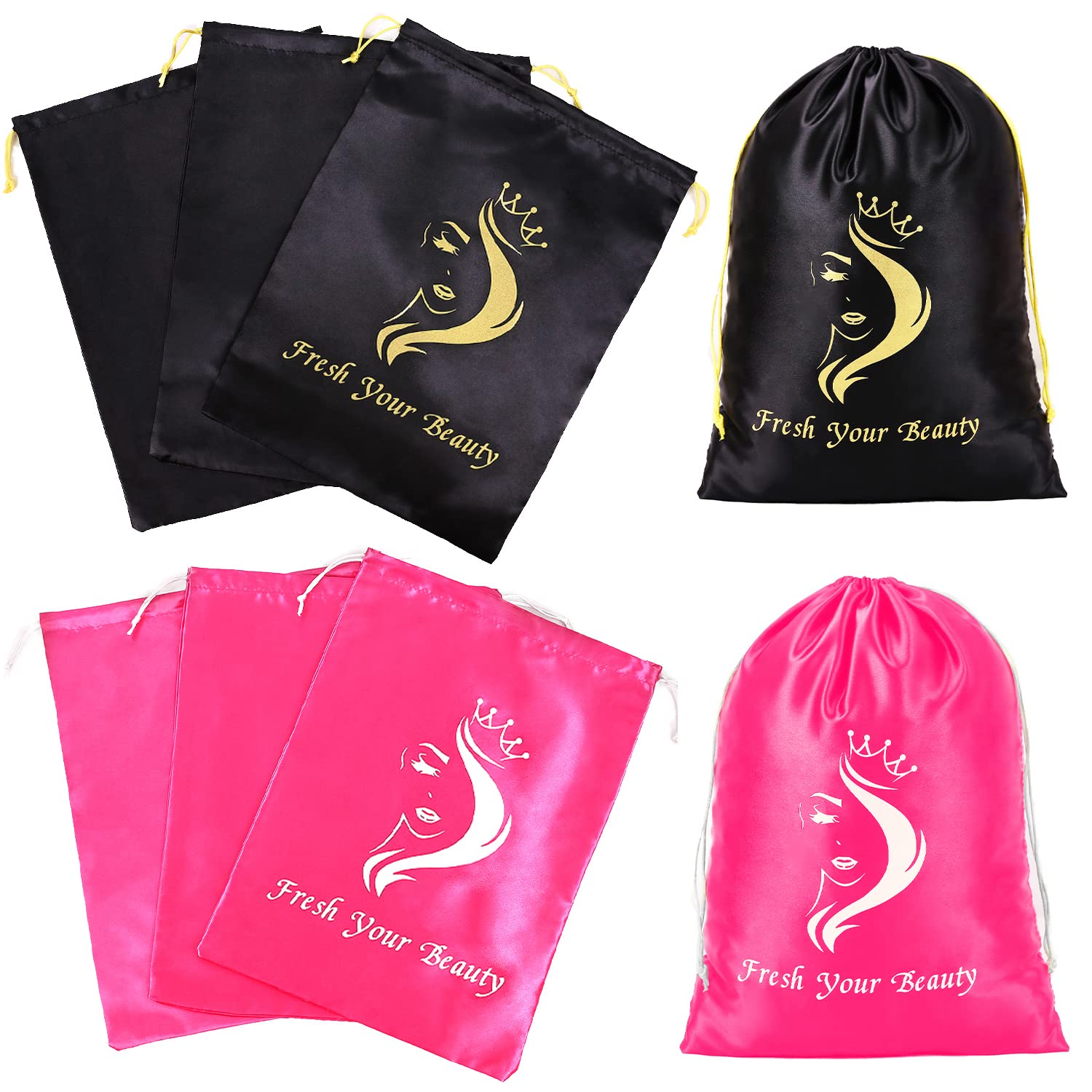 AliLeader sac de rangement pour perruques avec cordon mix noir et rose, protection et discrétion.