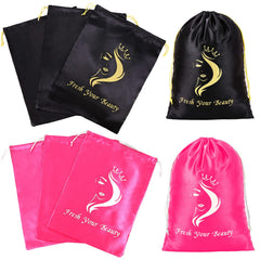 AliLeader sac de rangement pour perruques avec cordon mix noir et rose, protection et discrétion.