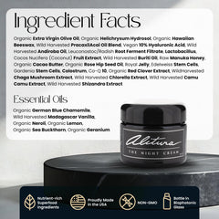 Alitura Crème Nuit Buriti et Camu Camu – nutriments riches pour teint lumineux.