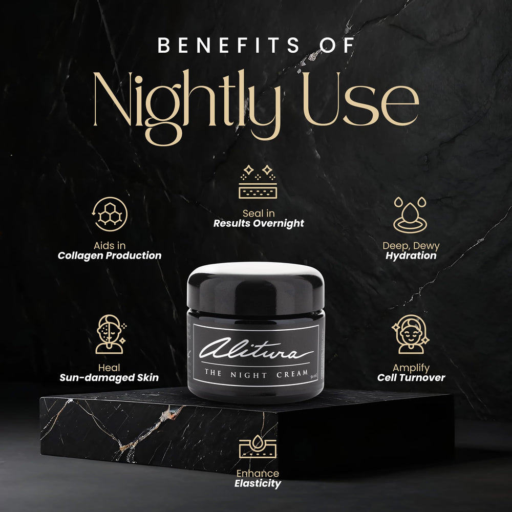 Alitura Crème Nuit Edelweiss et Gardenia – soutien naturel à l’élasticité de la peau.