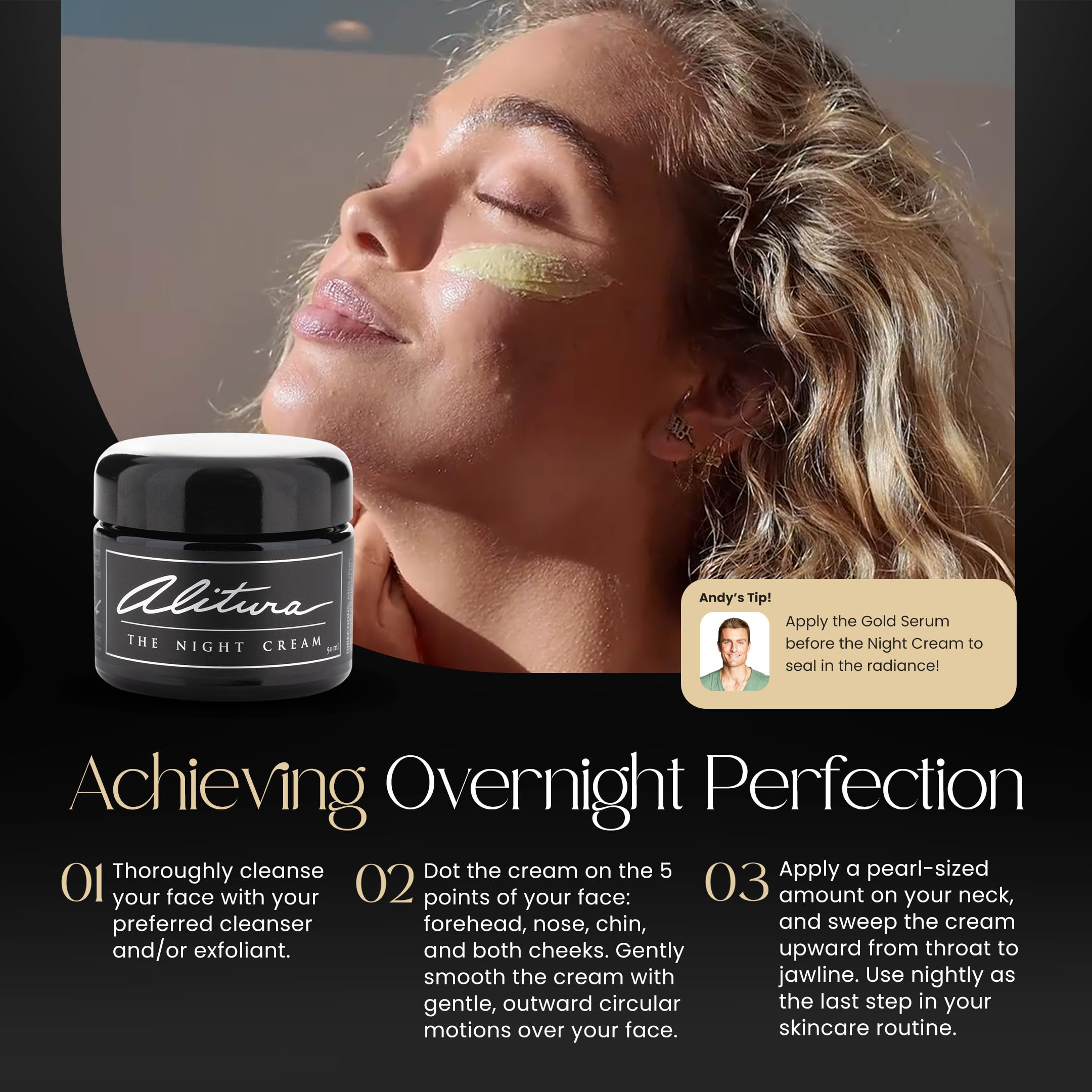 Alitura Crème Nuit Ingrédients bio non-OGM – formulation naturelle adaptée à tous types de peau.