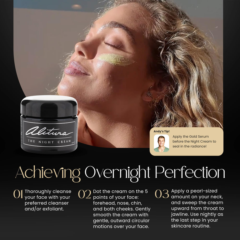 Alitura Crème Nuit Ingrédients bio non-OGM – formulation naturelle adaptée à tous types de peau.