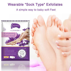ALIVER application masque exfoliant pieds lavande, sensation agréable pendant le soin.