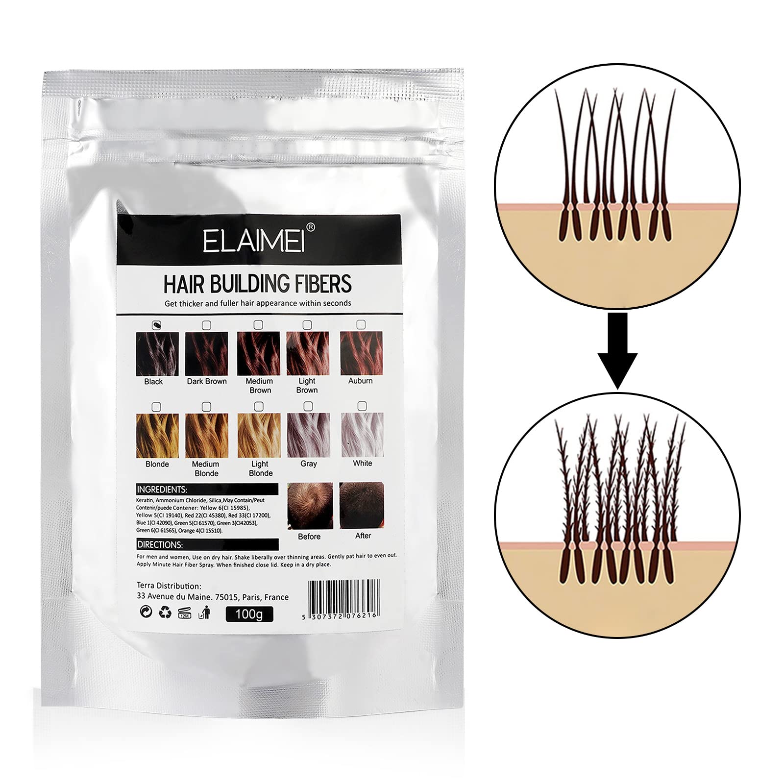 ALIVER application rapide: fibres capillaires pour une chevelure visiblement plus dense