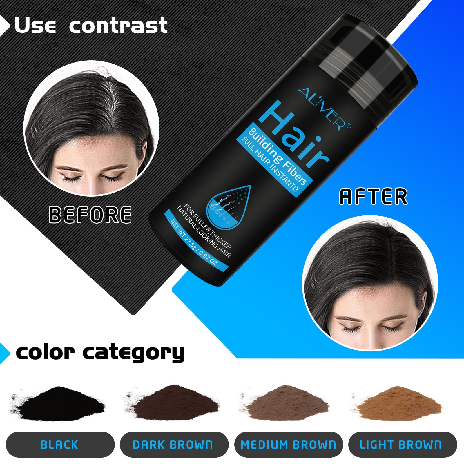 ALIVER fibres capillaires noir – mise en forme rapide pour un look soigné.