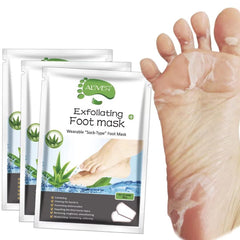 ALIVER Foot Peel Mask 3 Pack — emballage pratique pour le rangement et la preparation
