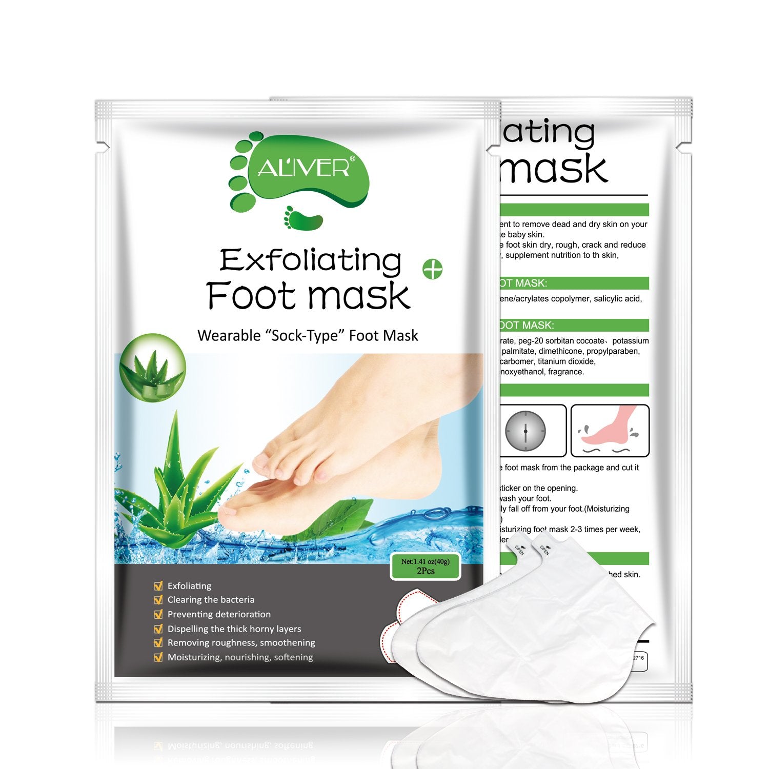 ALIVER Foot Peel Mask 3 Pack — test de sensibilite recommandé pour peaux sensibles
