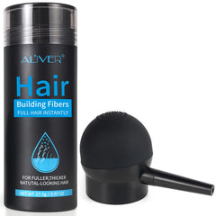 ALIVER Hair Fibers Dark Brown spray blends naturally for a fuller look