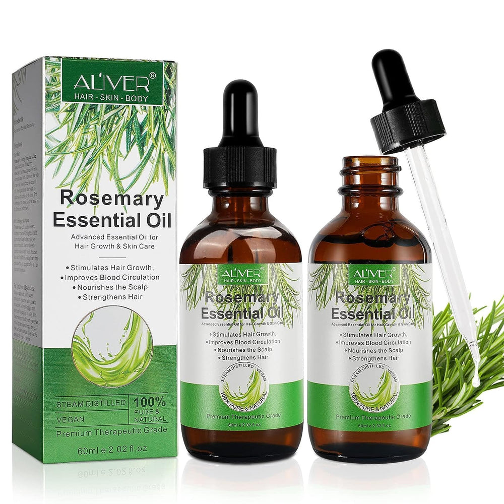 ALIVER huile essentielle romarin pure – Bouteille, parfum frais et pur idéal pour relaxation.