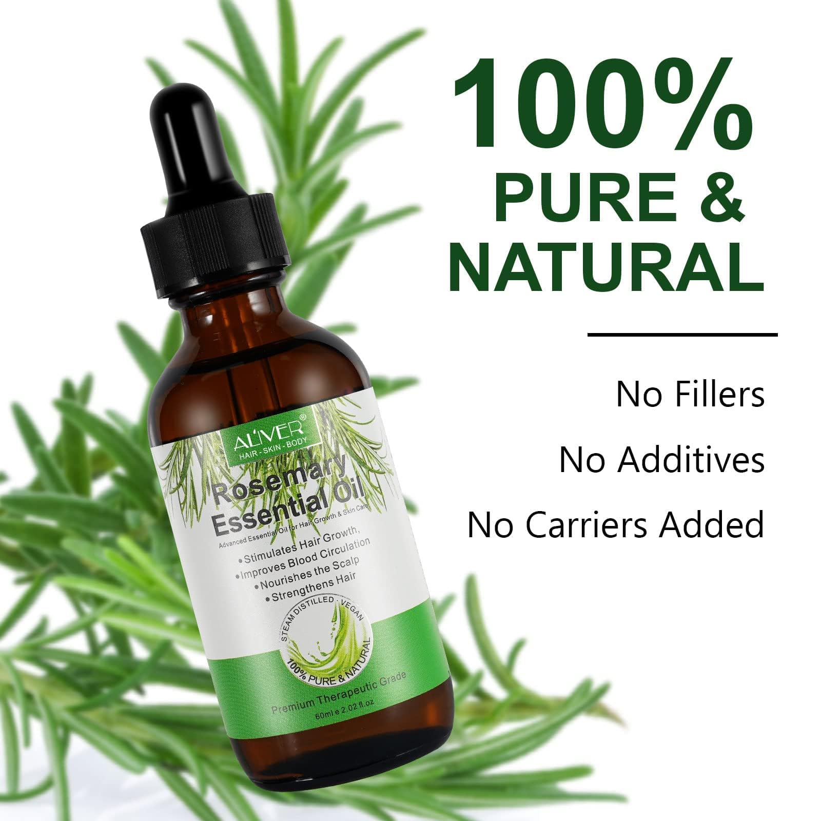 ALIVER huile essentielle romarin pure – Pack double, option économique pour routine soin.