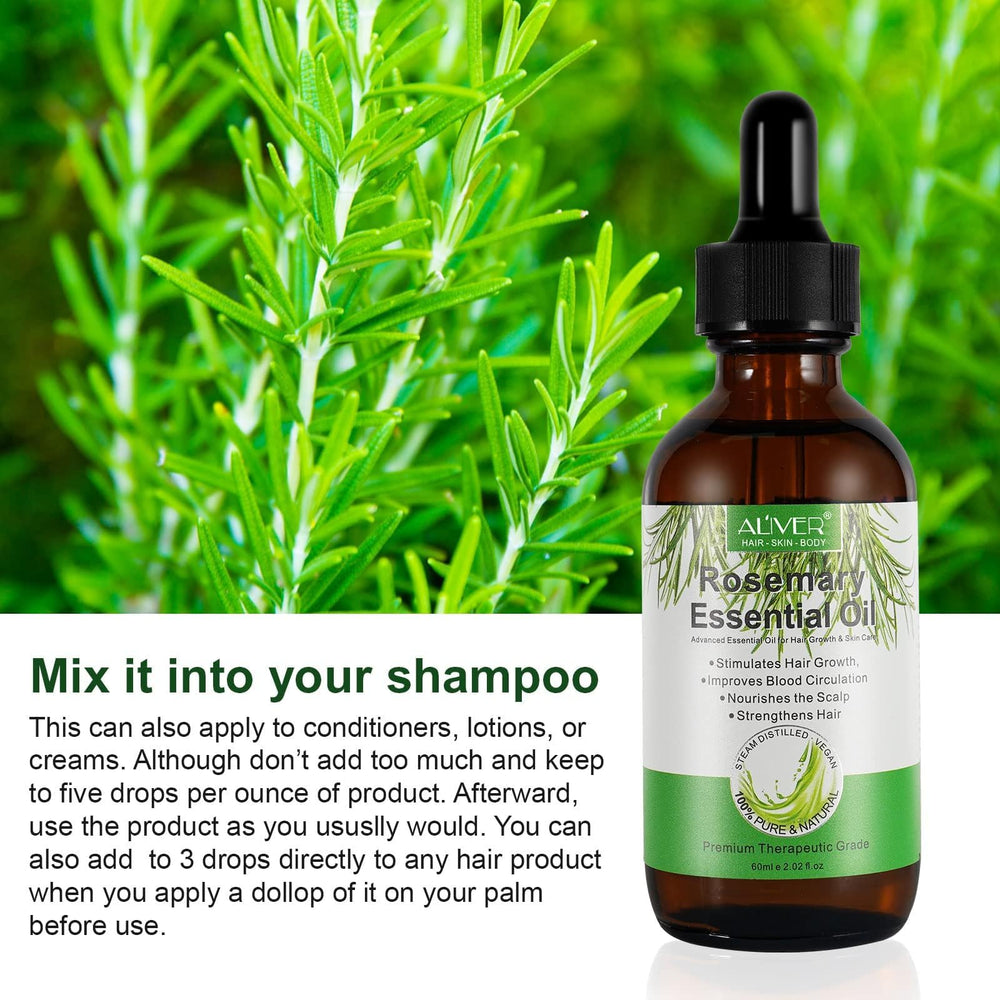 ALIVER huile essentielle romarin pure – Pipette pratique pour application précise sur le cuir chevelu.